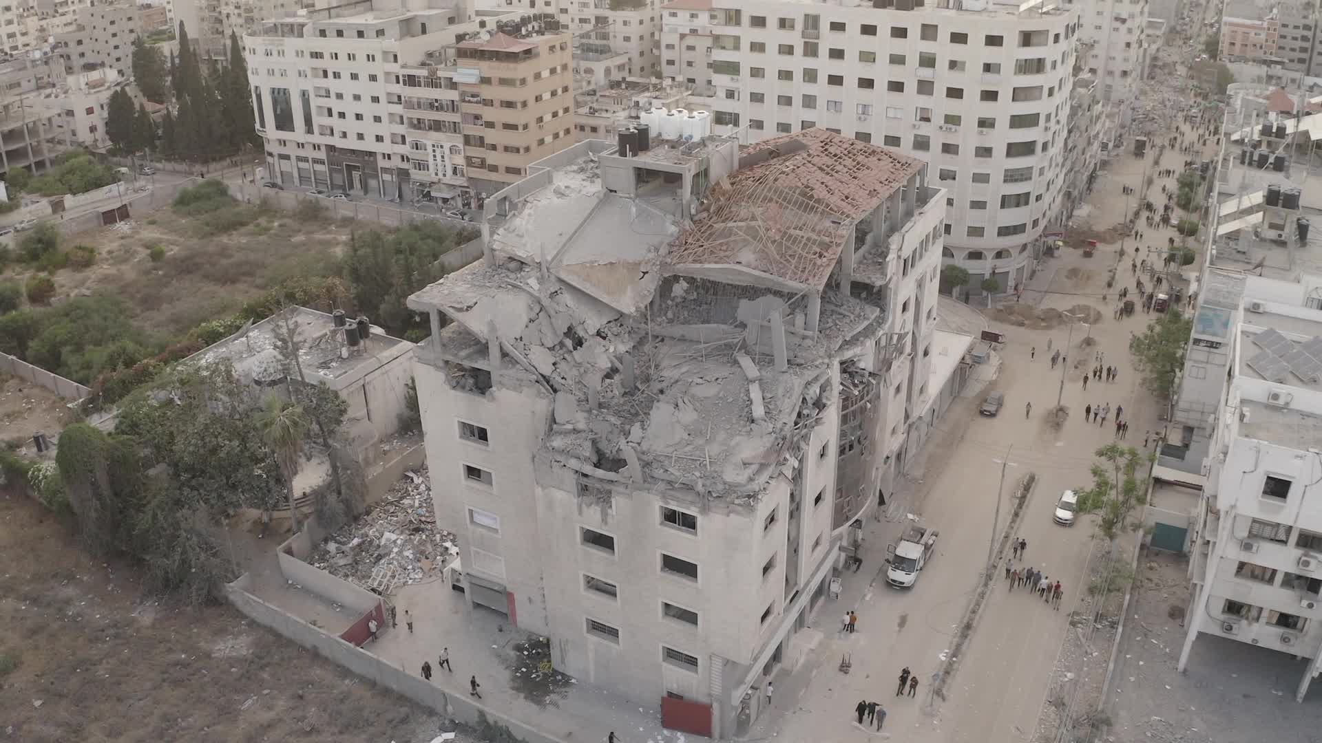 Drone footage of Gaza aftermath of 11 days conflict with Israel