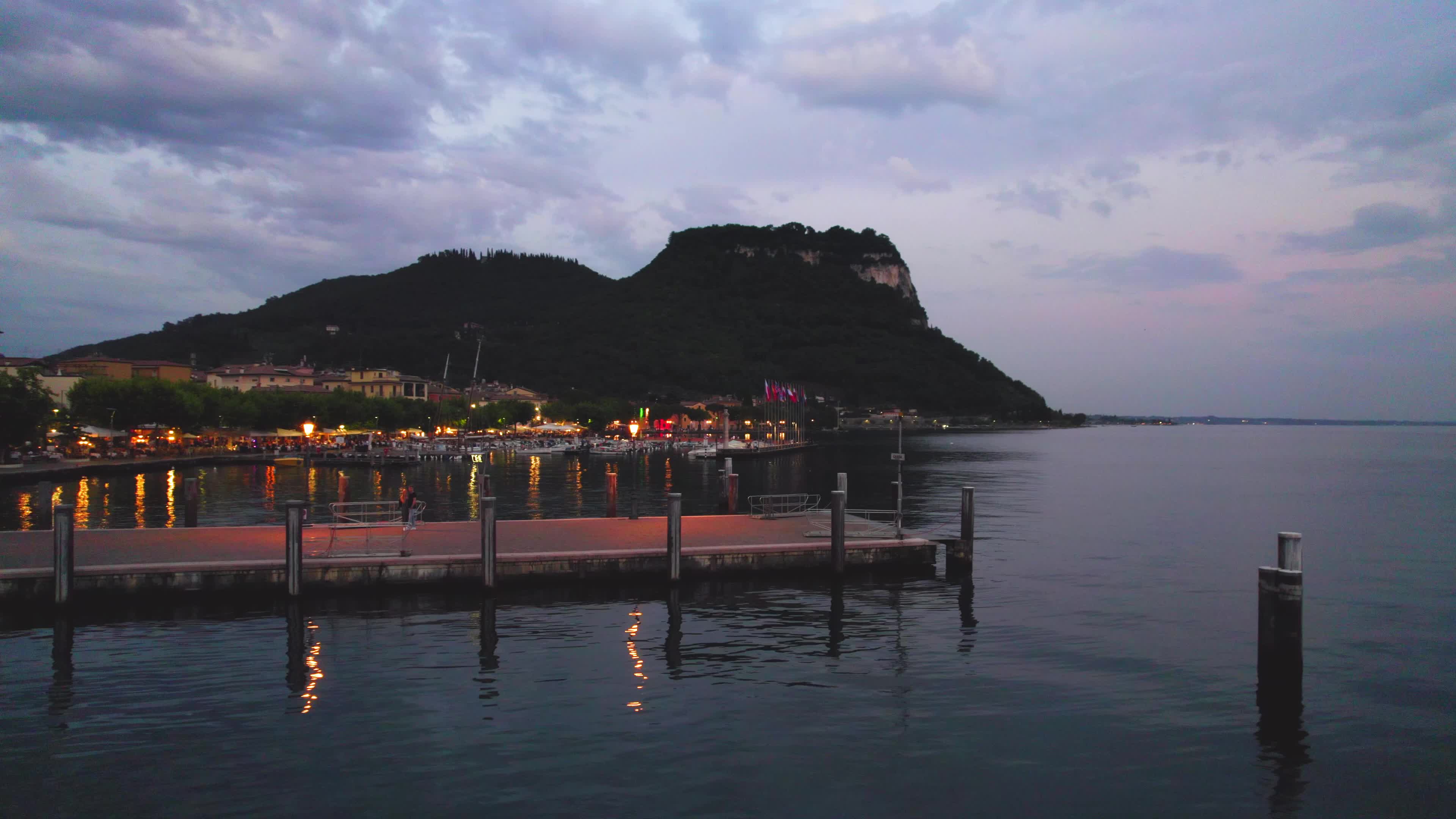 Night aerial view of Garda, Italy