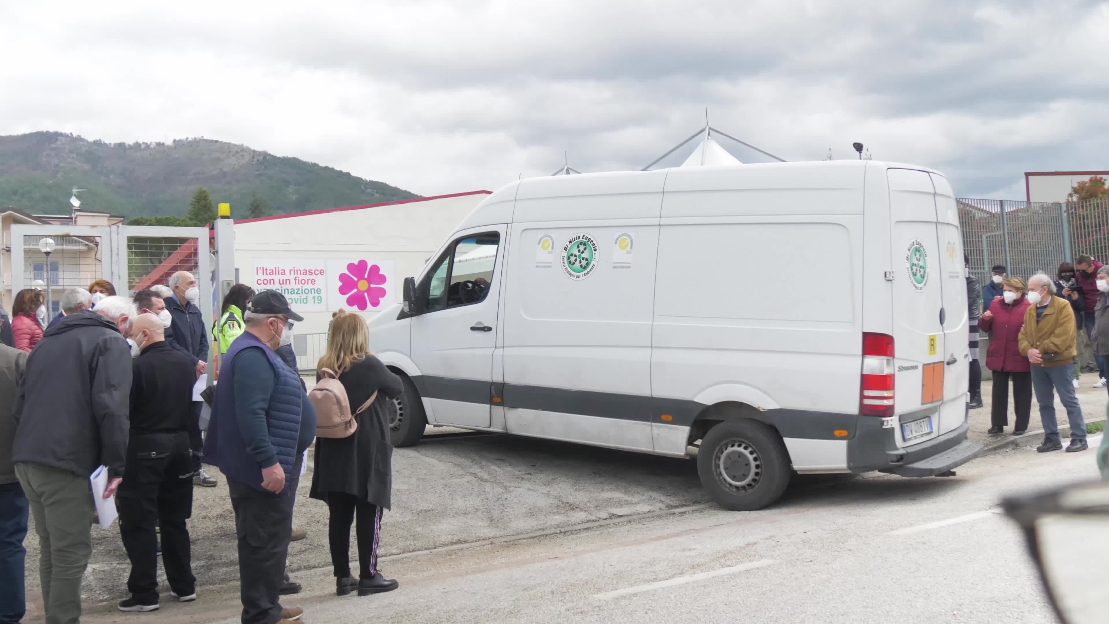 Coronaviurs vaccination in L'Aquila, Italy