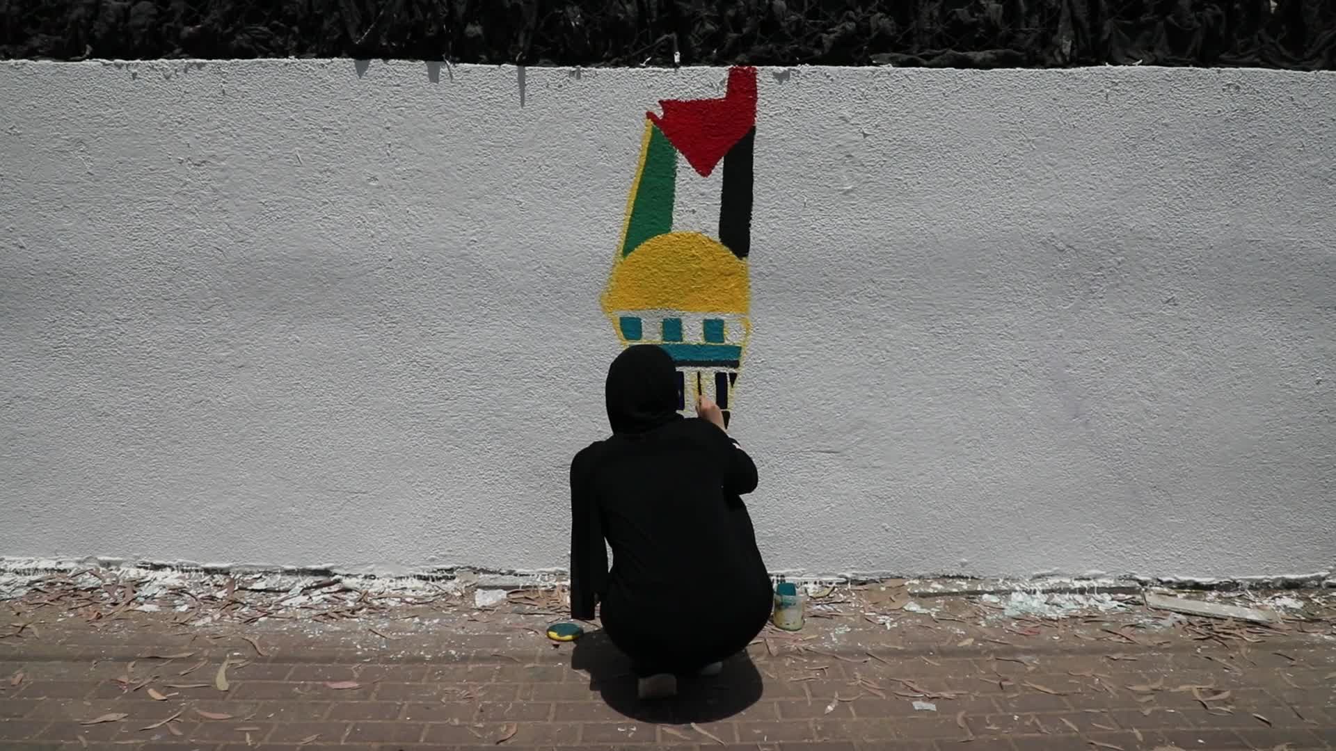 Mural in Gaza amid the ceasefire