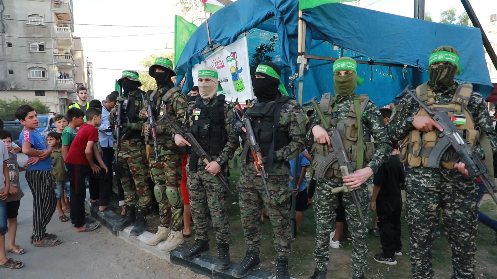 Palestinians registers to a summer camp organized by brigades in Gaza