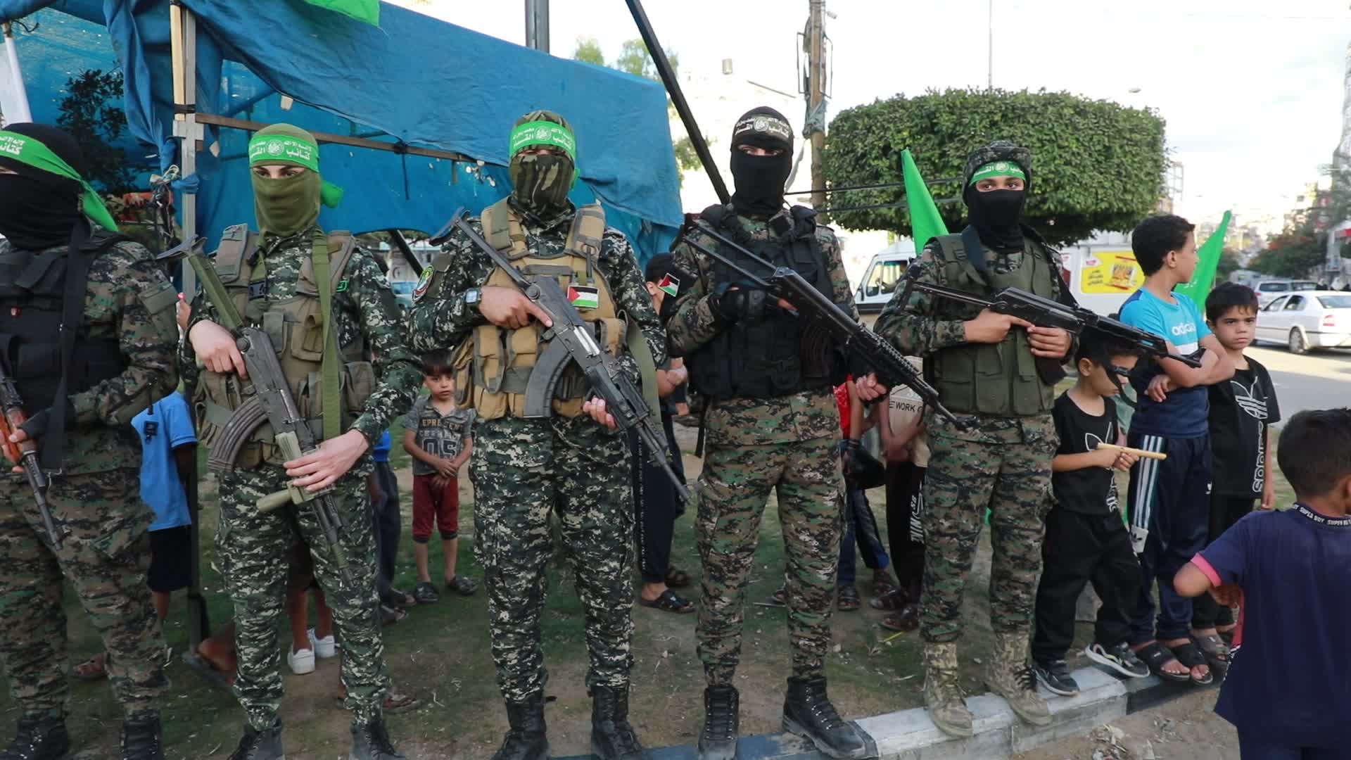 Palestinians registers to a summer camp organized by brigades in Gaza