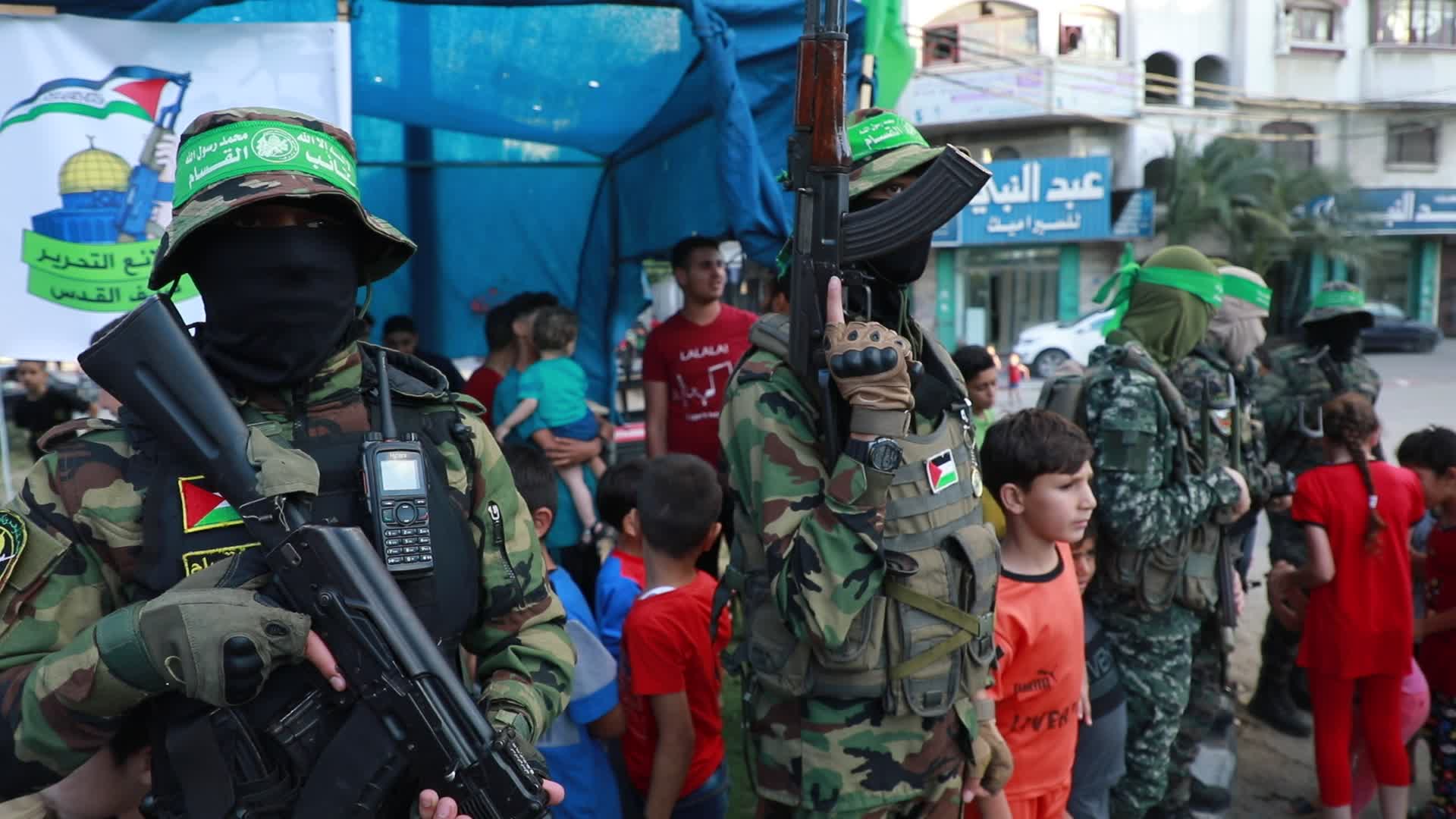 Palestinians registers to a summer camp organized by brigades in Gaza