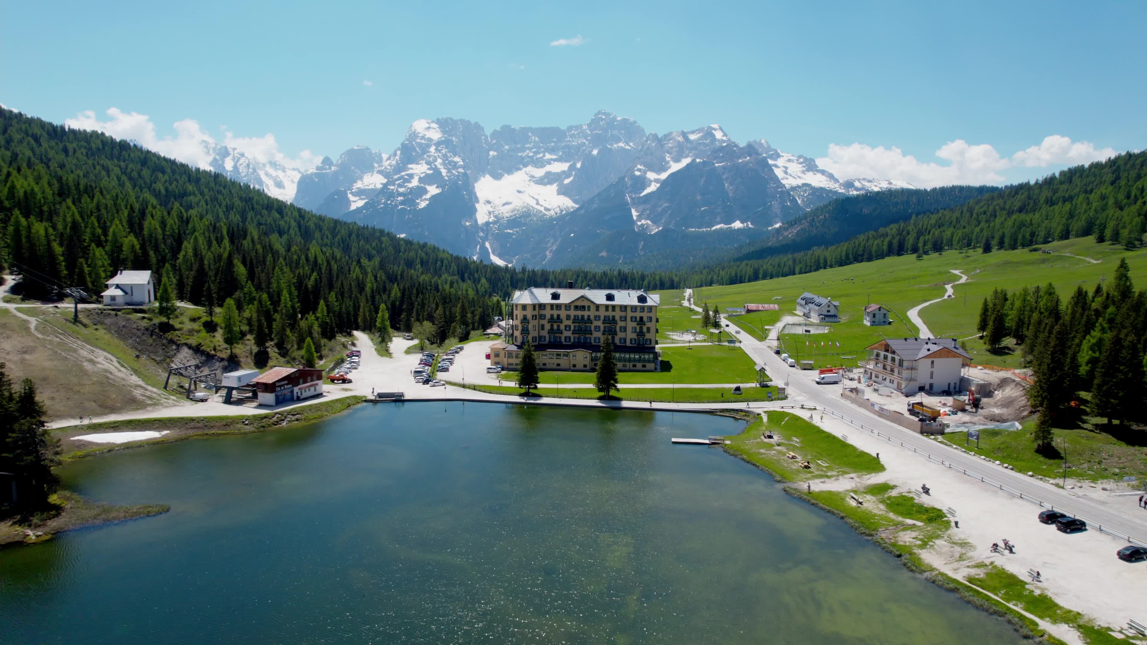 Drone View Of Misurina Lake