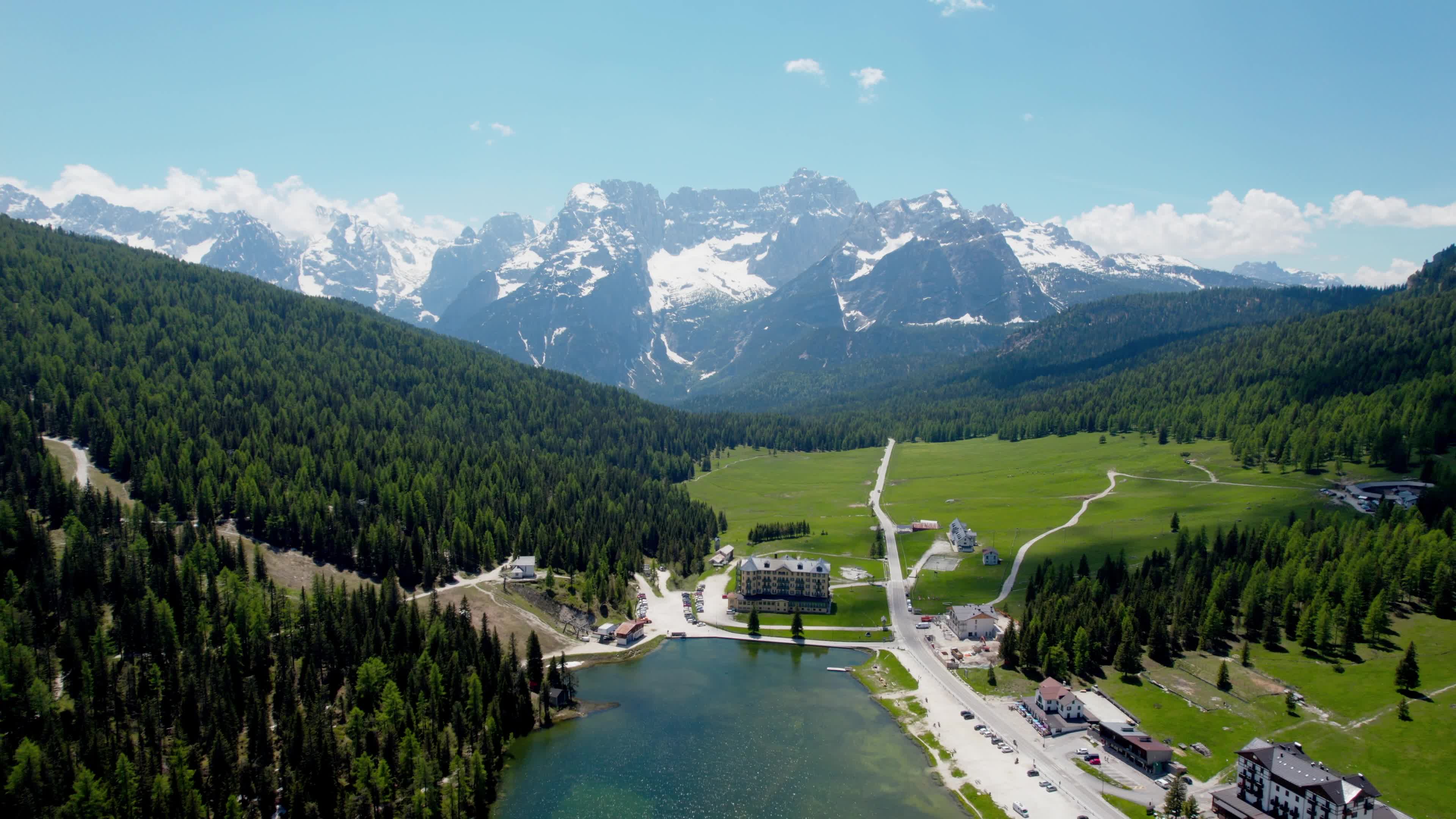 Drone View Of Misurina Lake