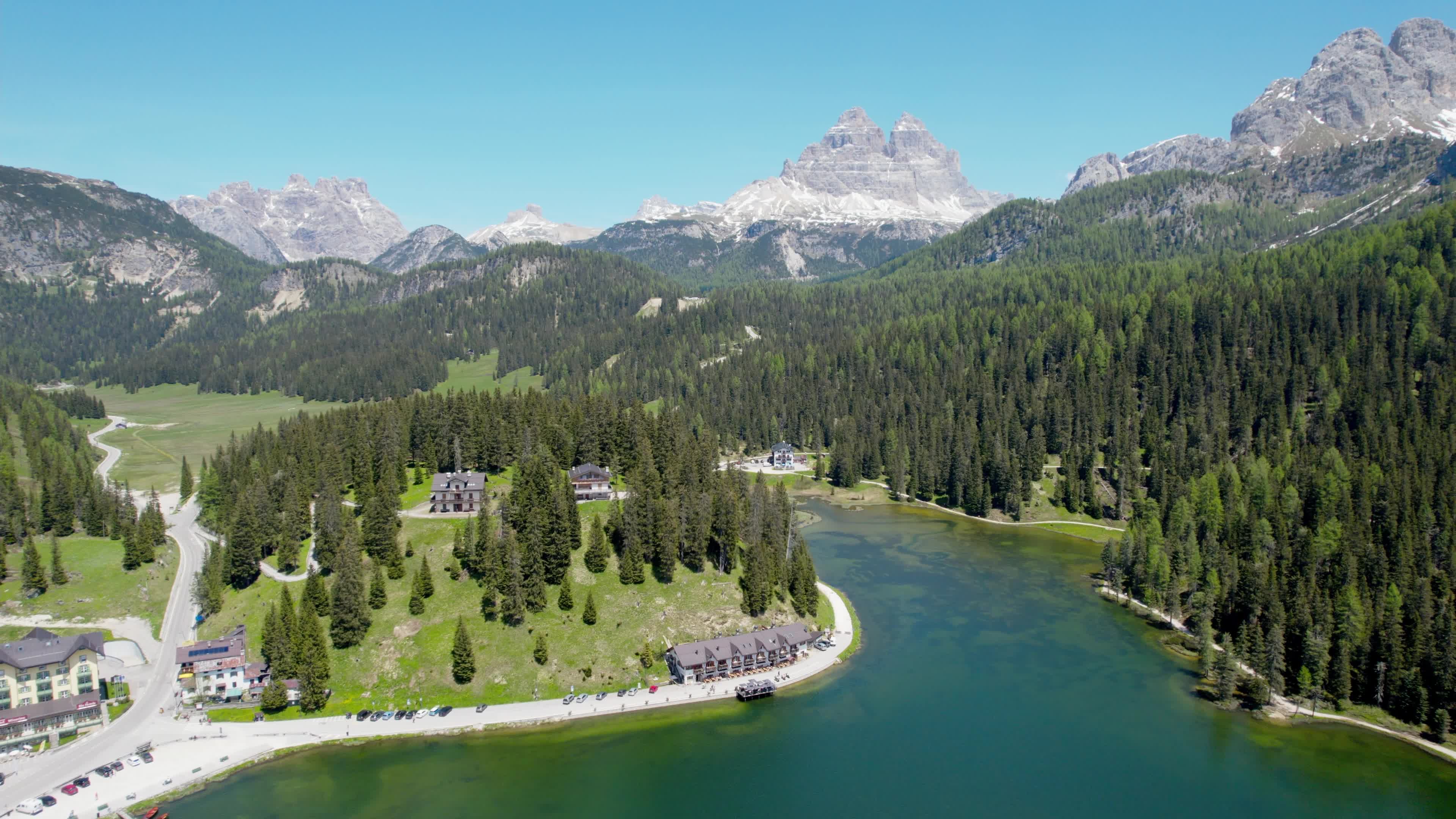 Drone View Of Misurina Lake