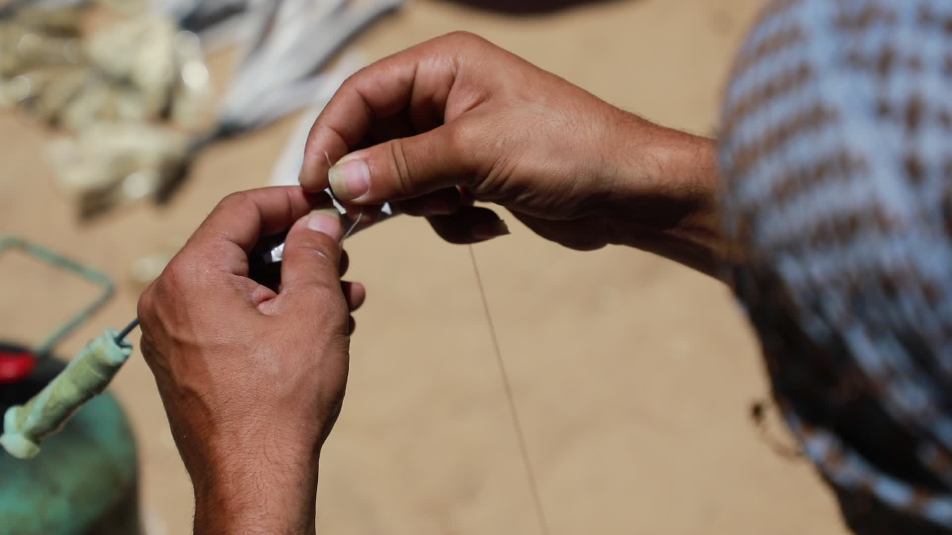 Preparation of incendiary balloons in Gaza
