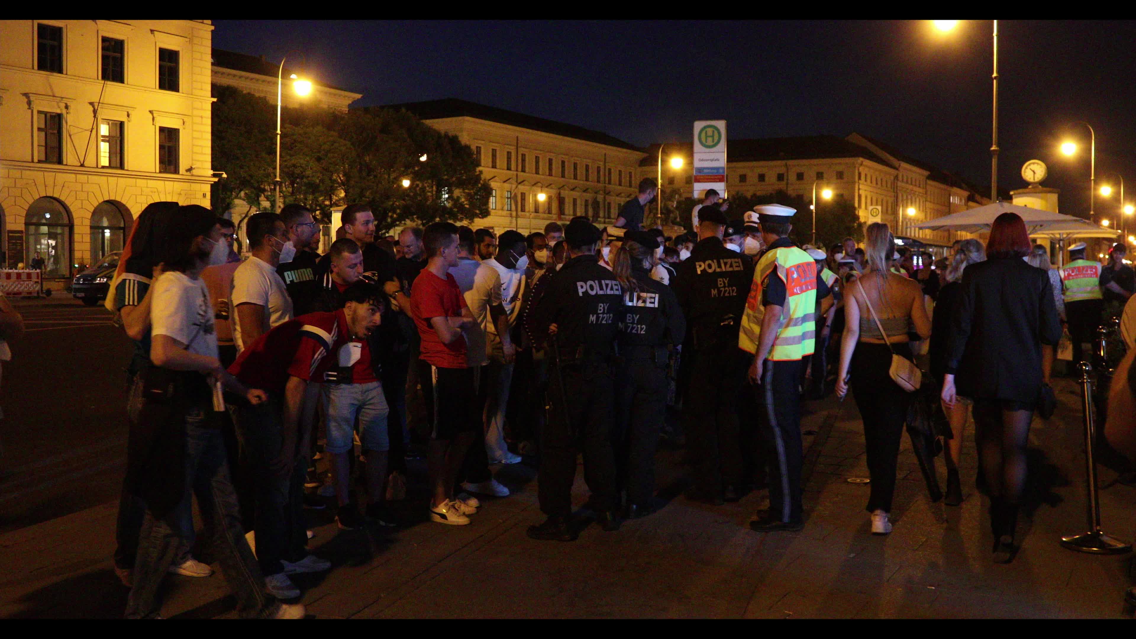 Football Fans watching the Euro 2020 match Germany – France in Munich