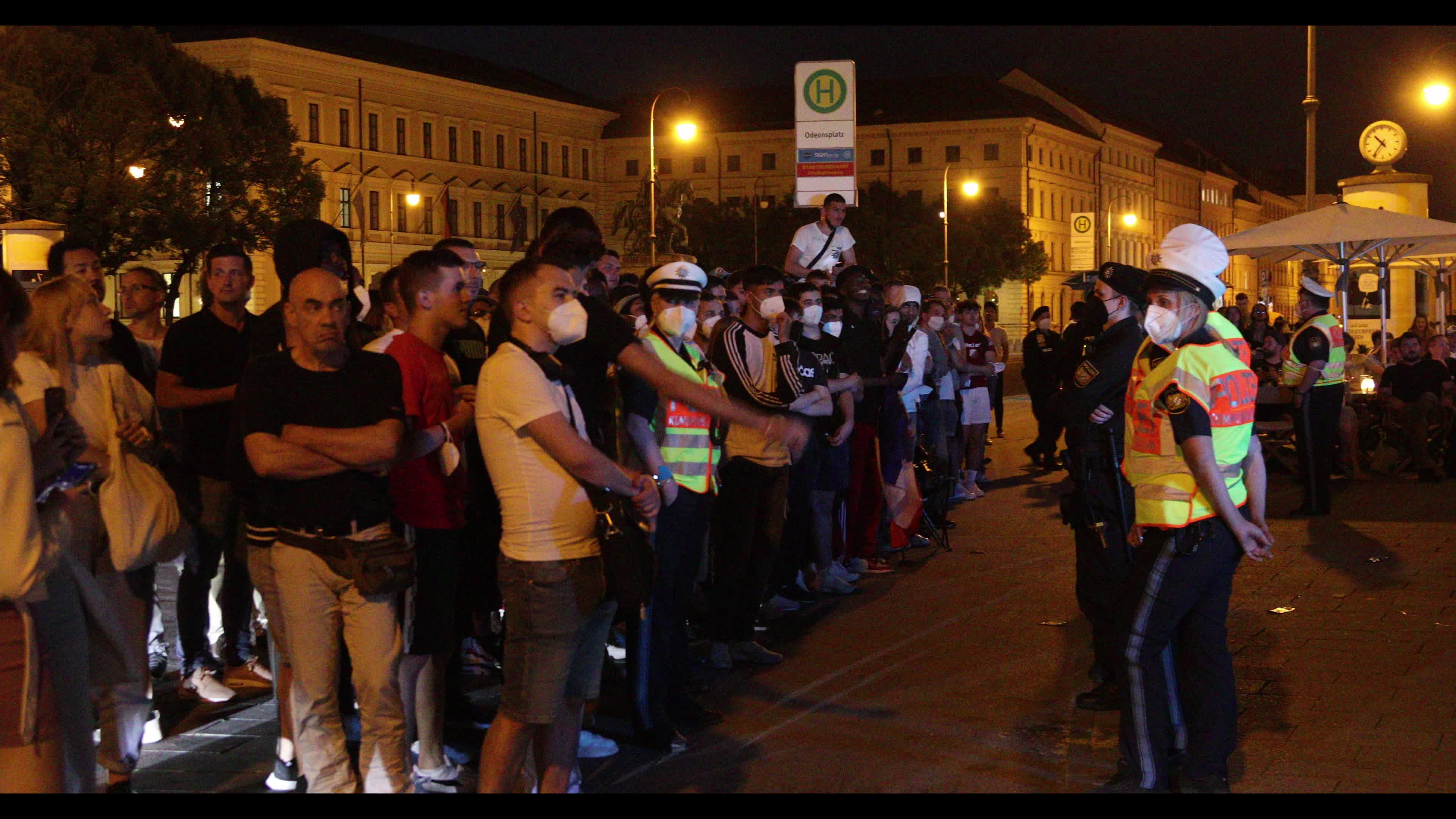 Football Fans watching the Euro 2020 match Germany – France in Munich