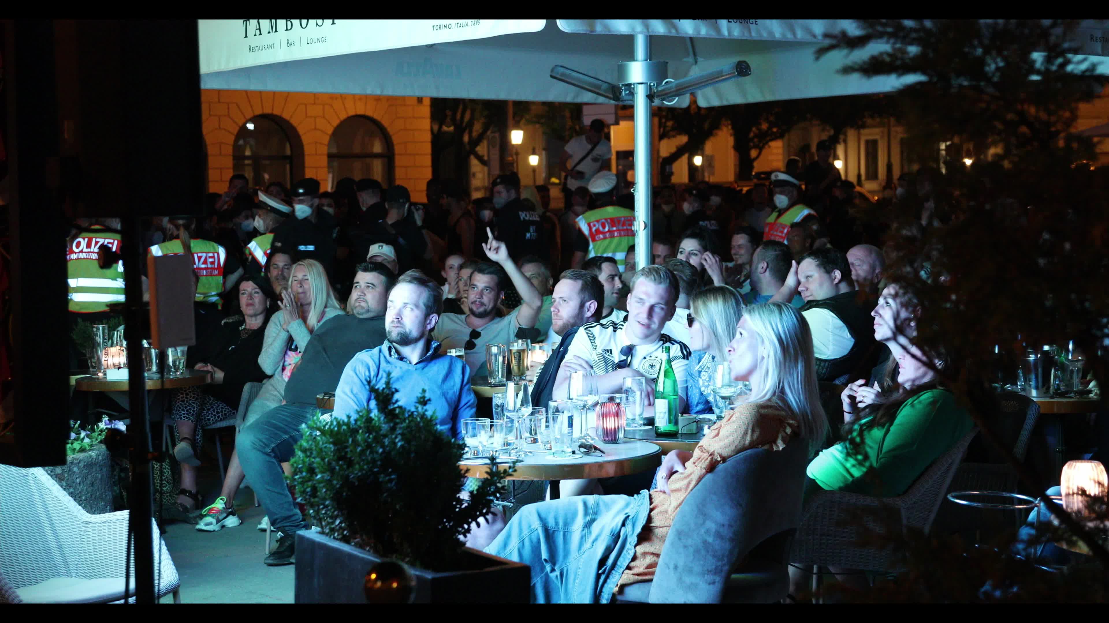 Football Fans watching the Euro 2020 match Germany – France in Munich