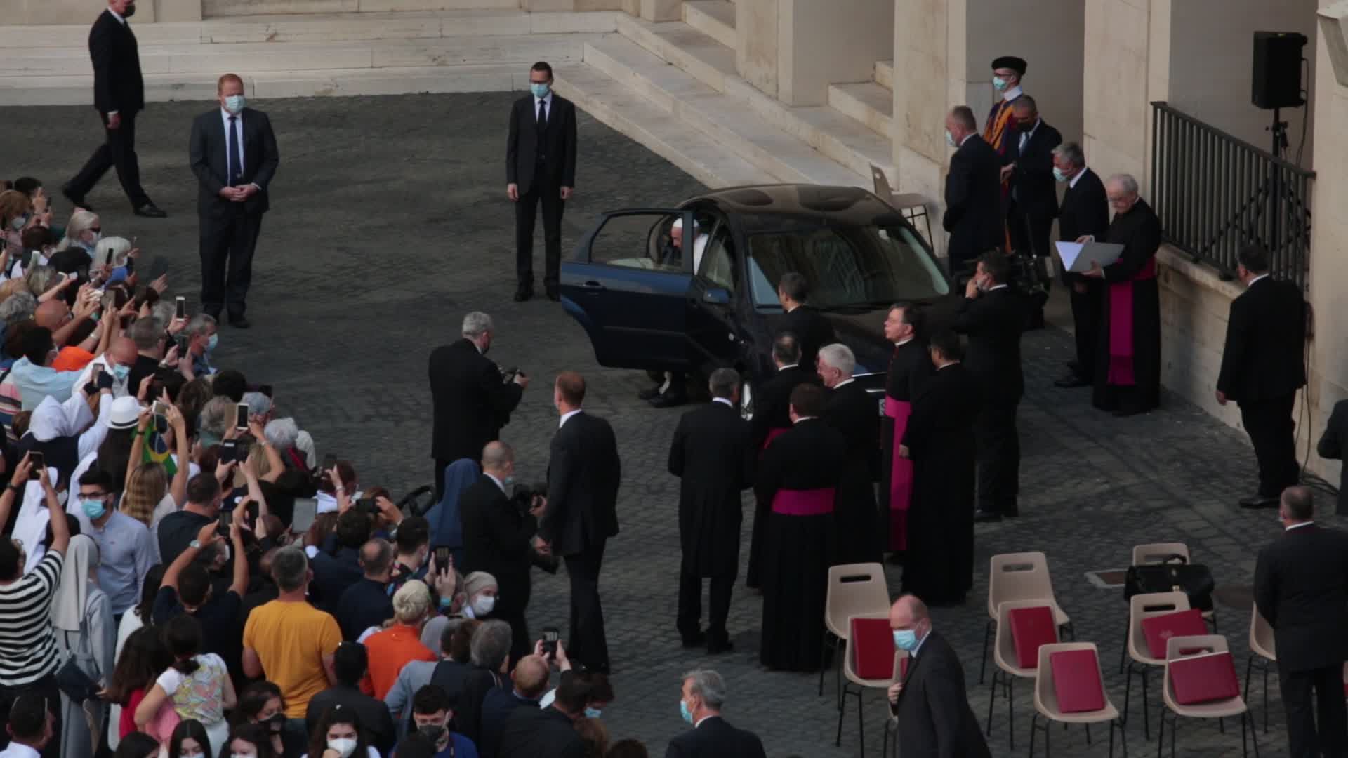Pope Francis attends his weekly audience