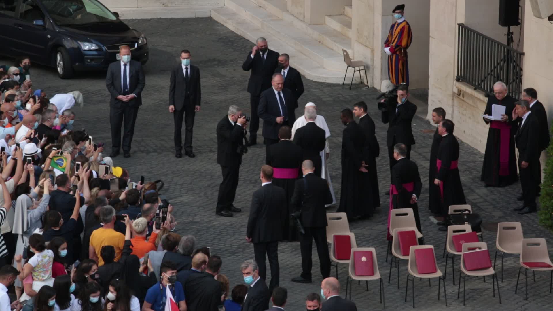 Pope Francis attends his weekly audience