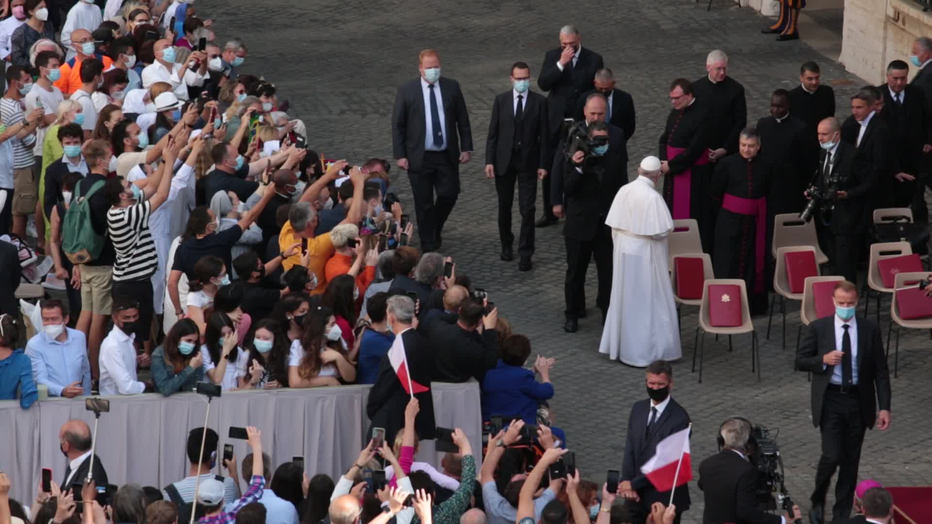 Pope Francis attends his weekly audience