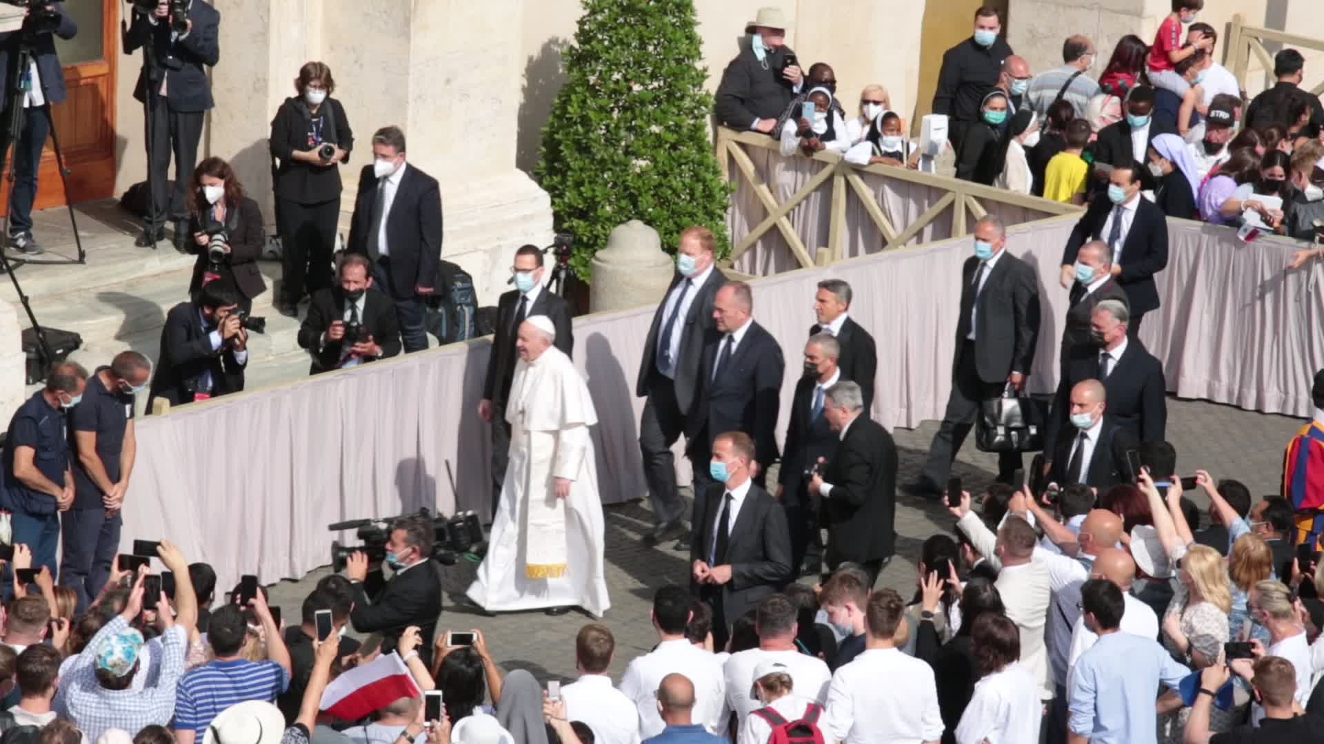 Pope Francis attends his weekly audience
