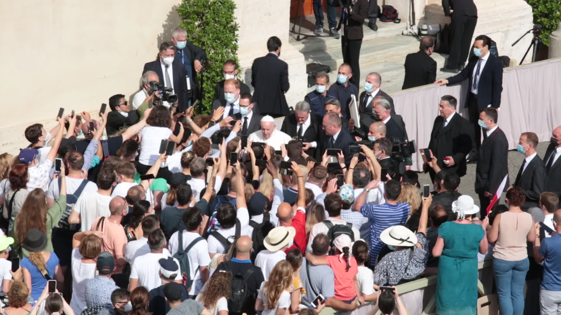 Pope Francis attends his weekly audience