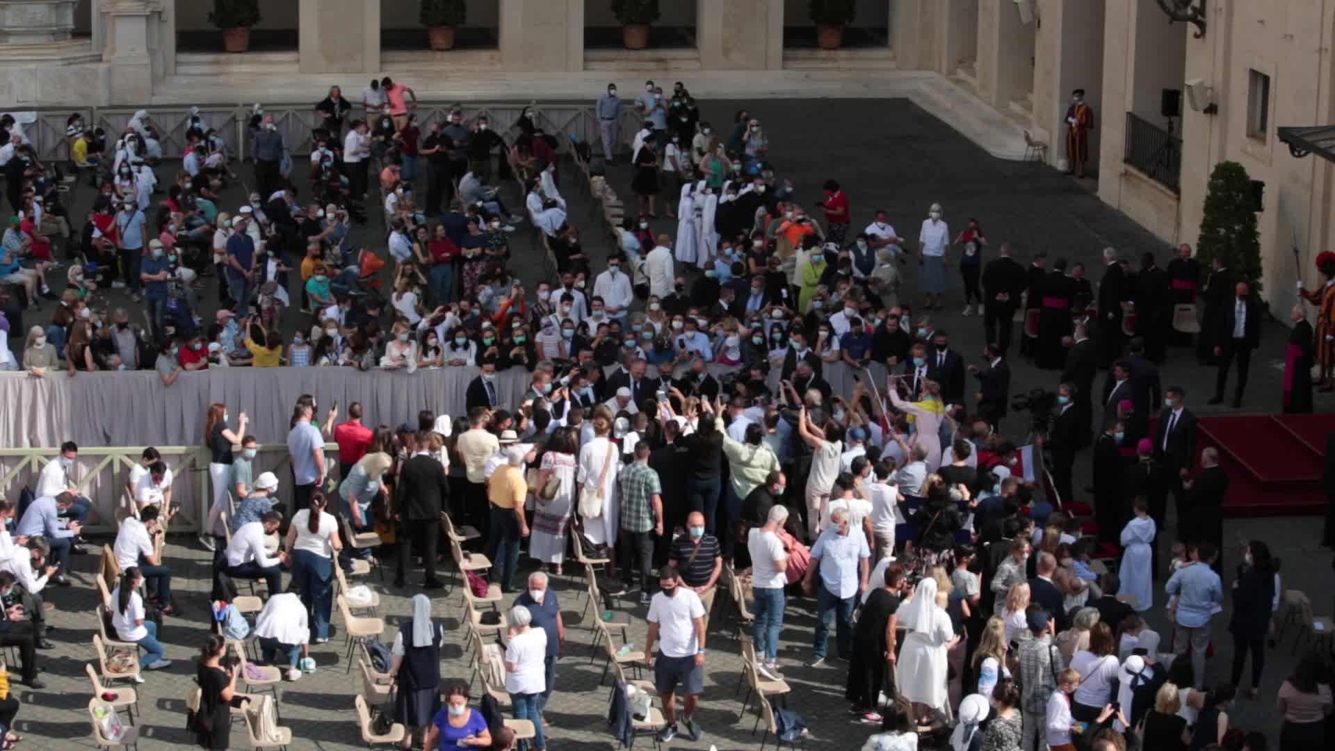Pope Francis attends his weekly audience