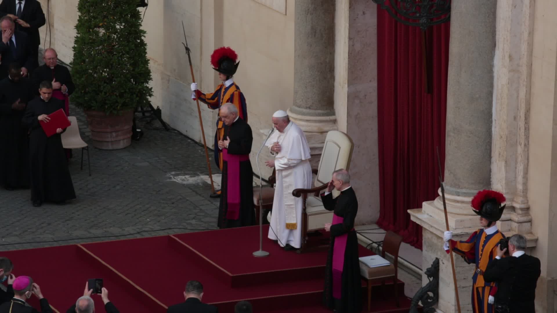 Pope Francis attends his weekly audience