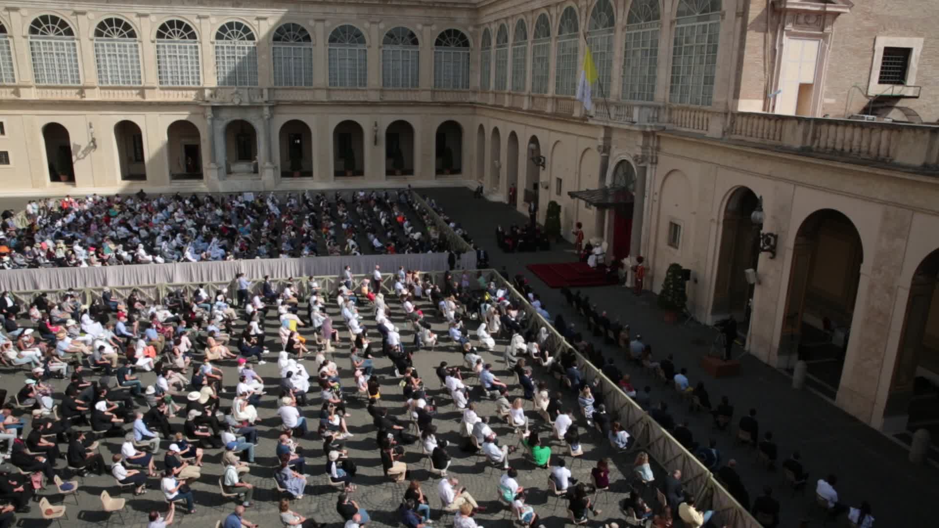 Pope Francis attends his weekly audience