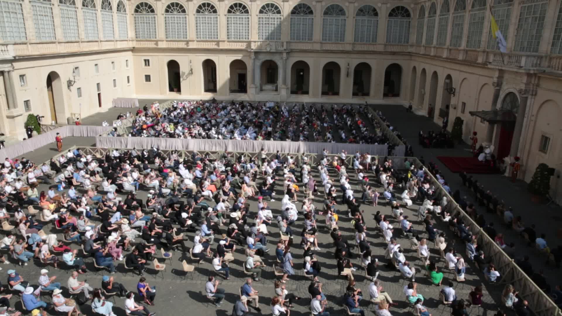 Pope Francis attends his weekly audience