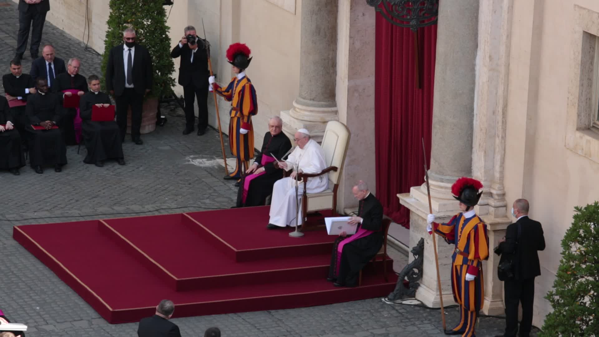 Pope Francis attends his weekly audience