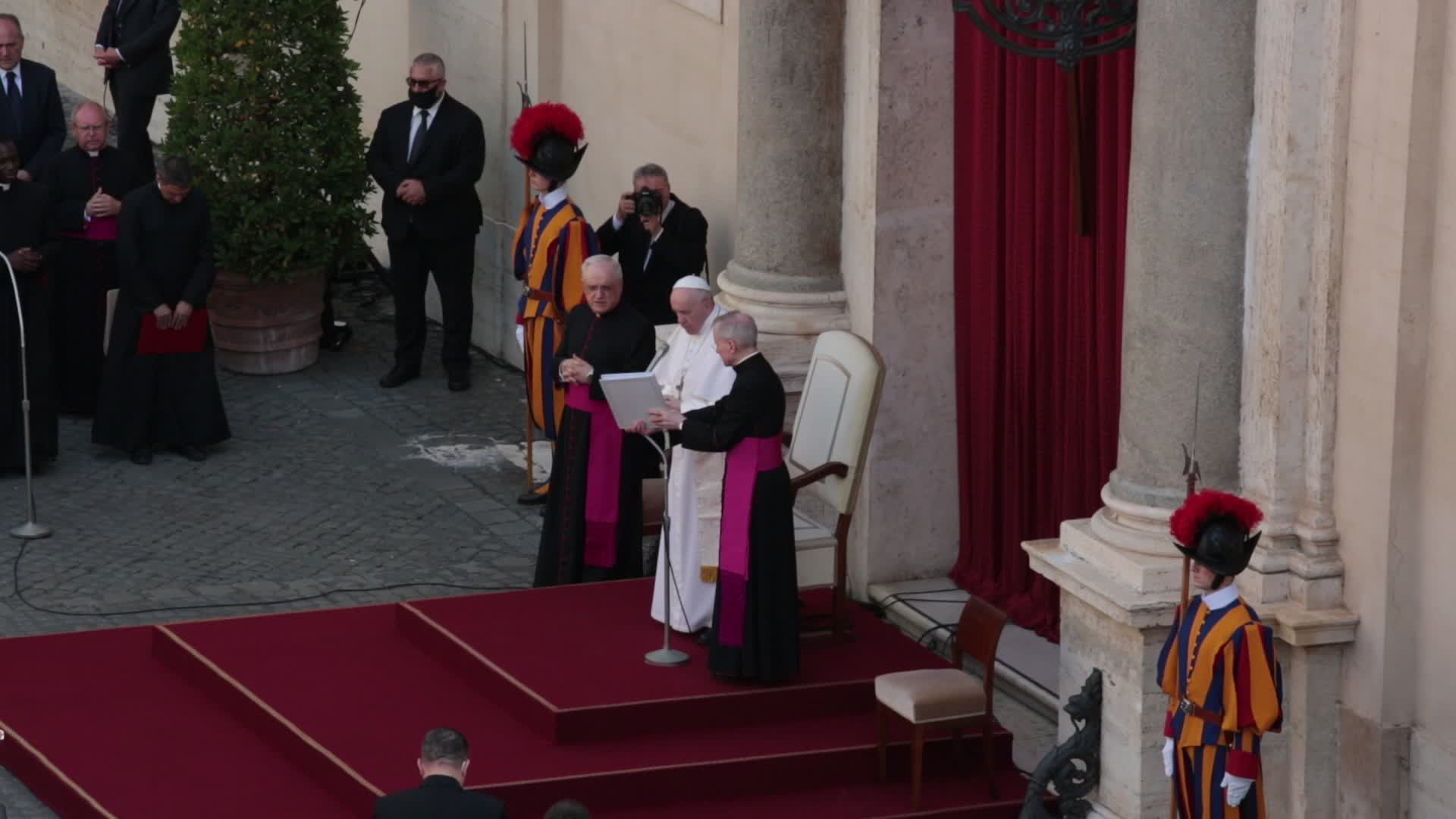 Pope Francis attends his weekly audience