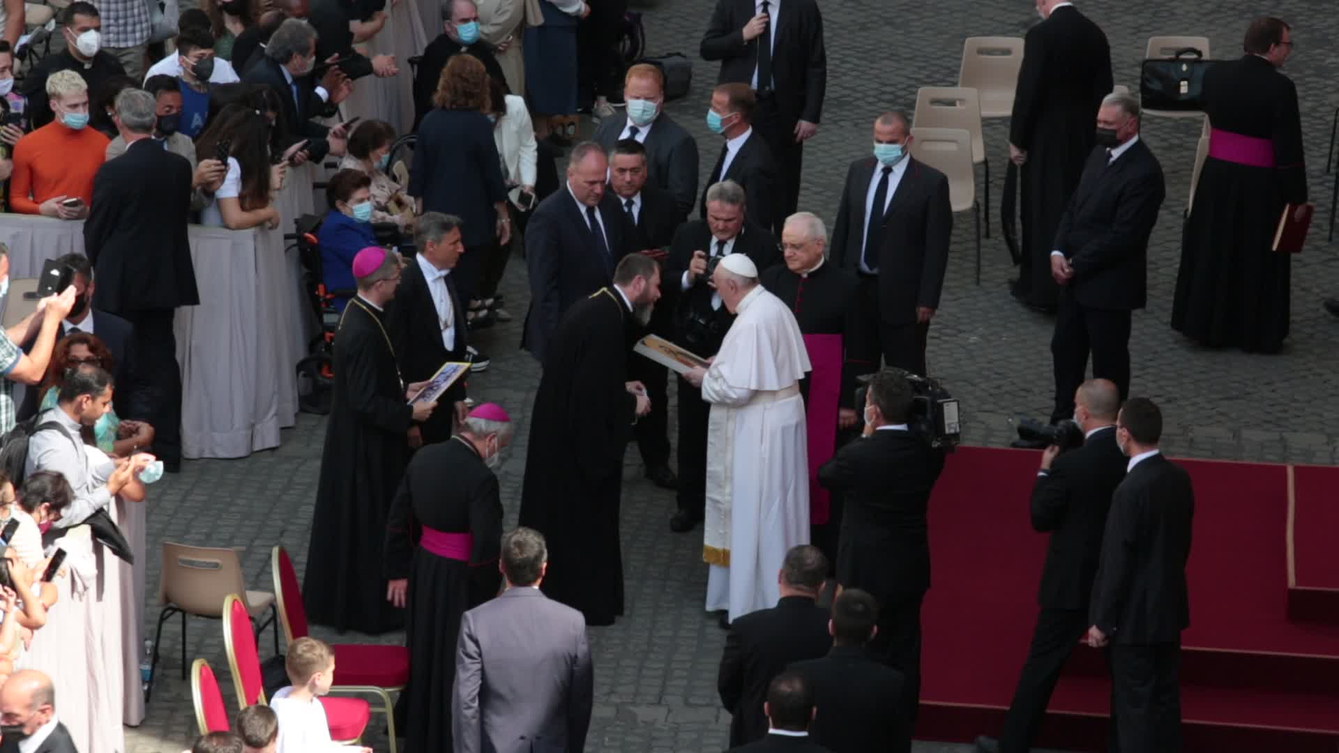 Pope Francis attends his weekly audience