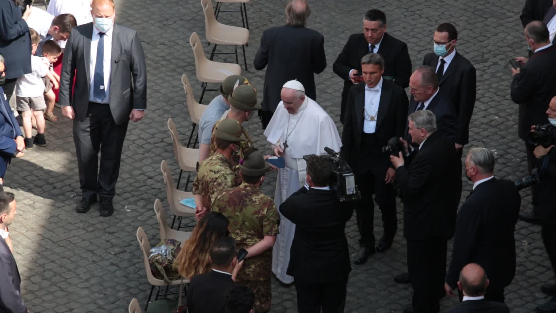 Pope Francis attends his weekly audience