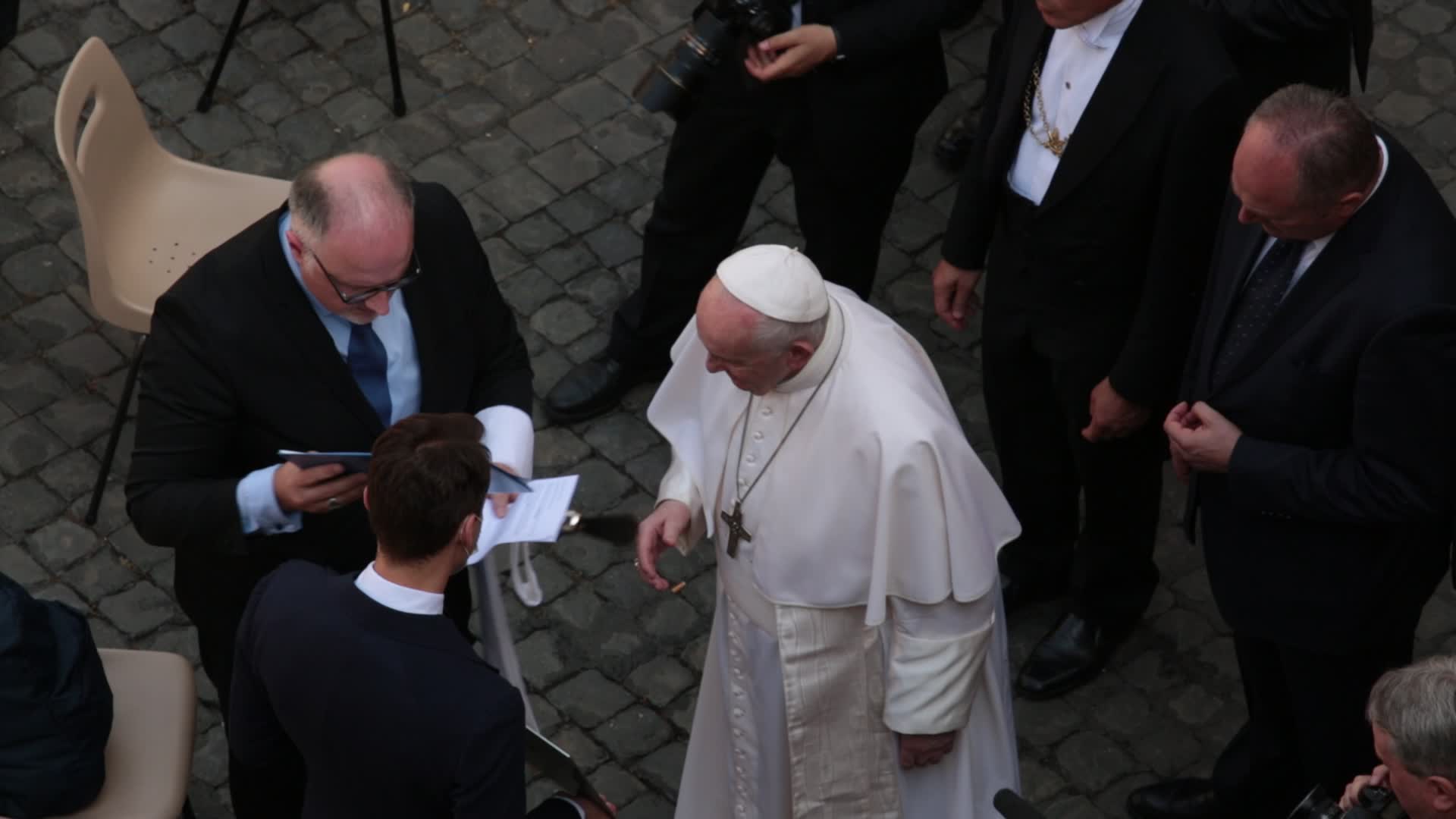 Pope Francis attends his weekly audience
