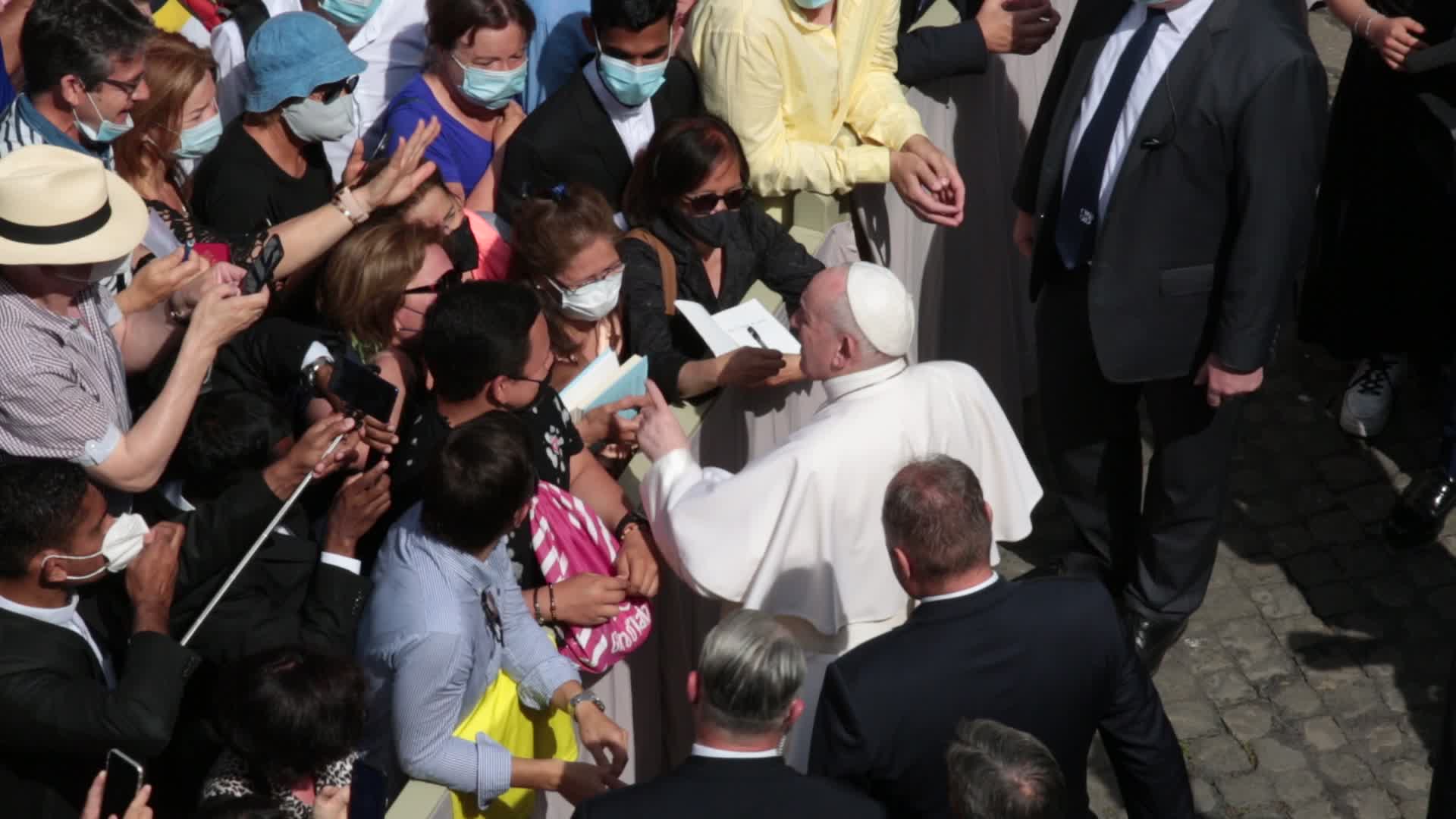 Pope Francis attends his weekly audience