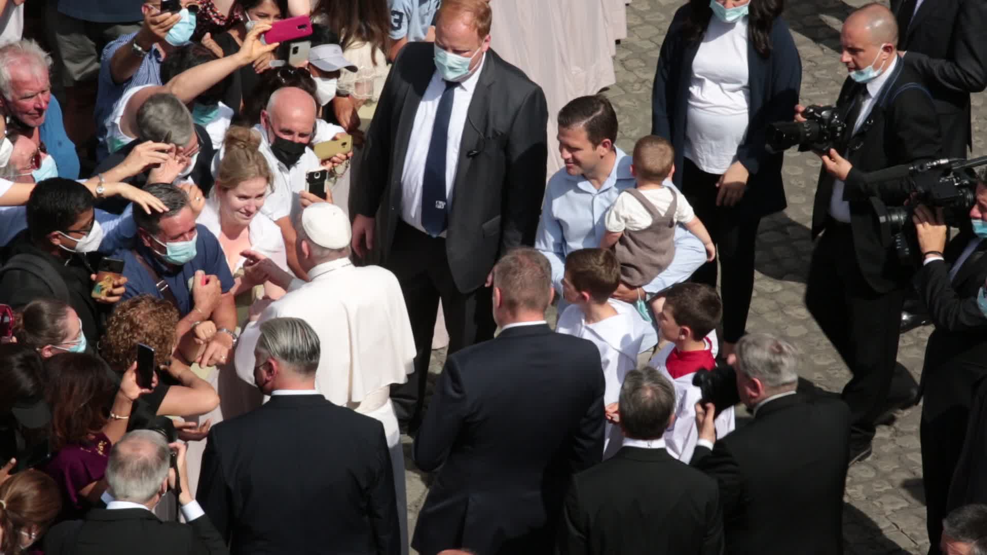 Pope Francis attends his weekly audience