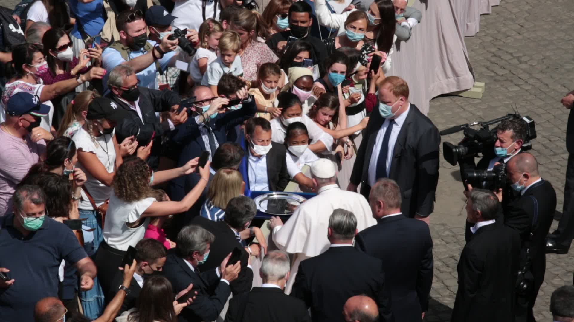 Pope Francis attends his weekly audience