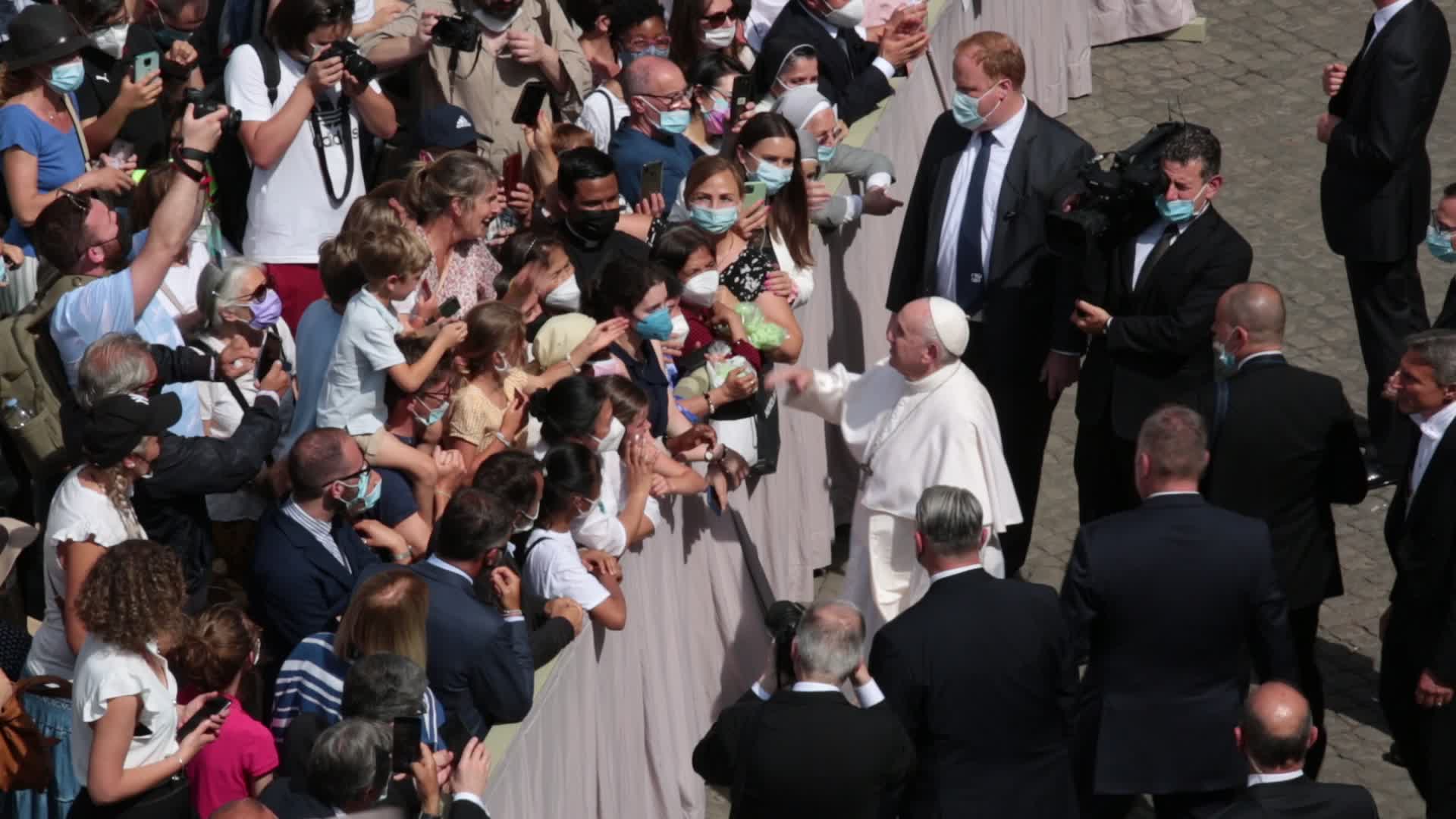 Pope Francis attends his weekly audience