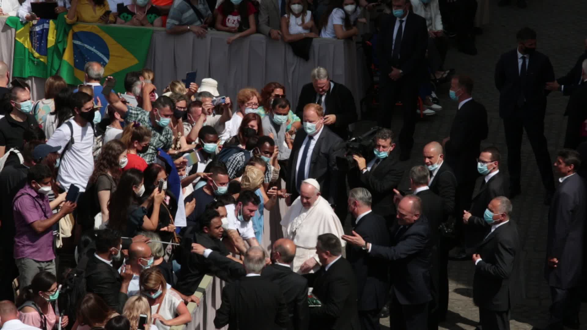 Pope Francis attends his weekly audience