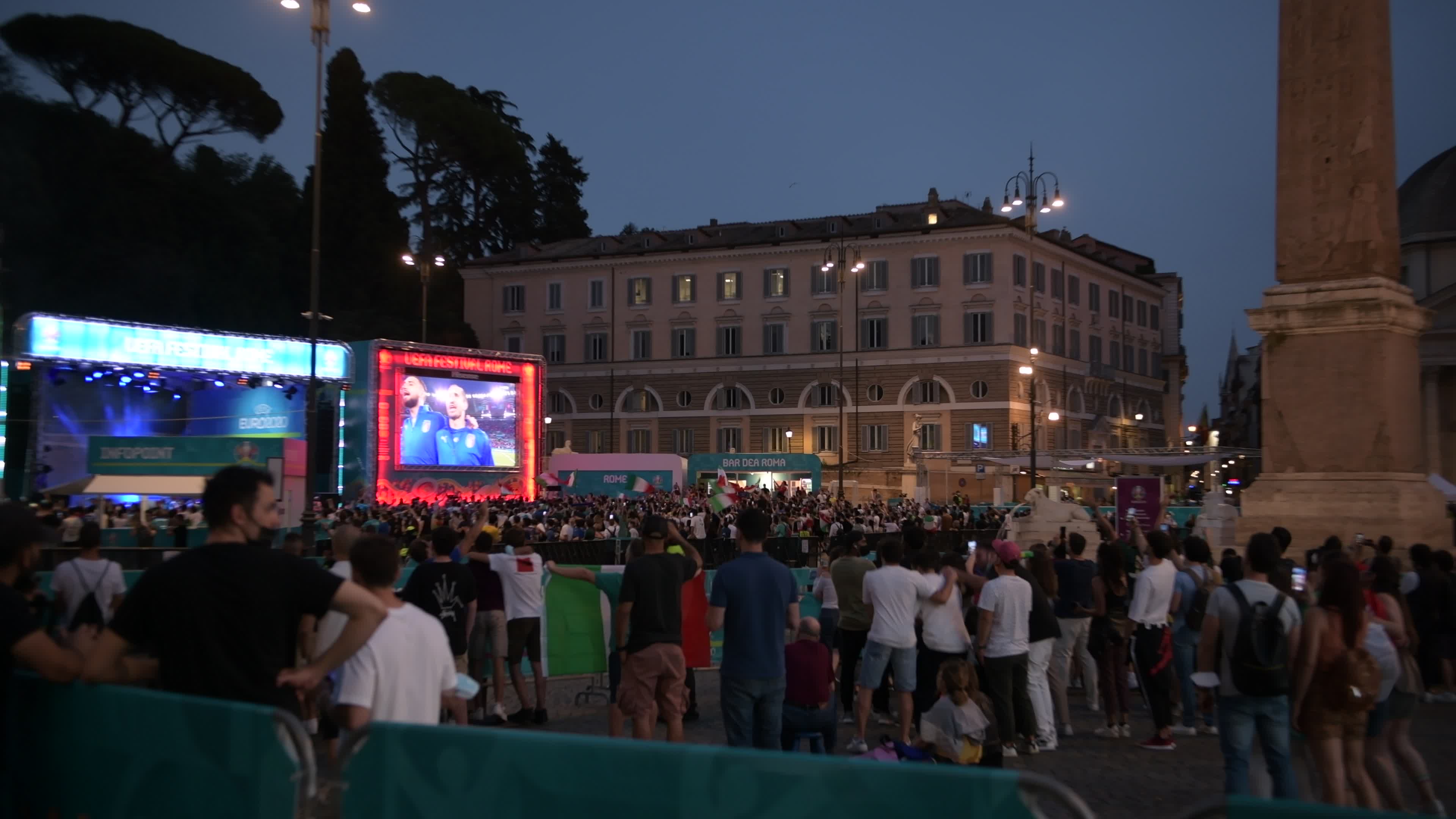 Euro 2020: Uefa Festival Rome and fans in Piazza del Popolo