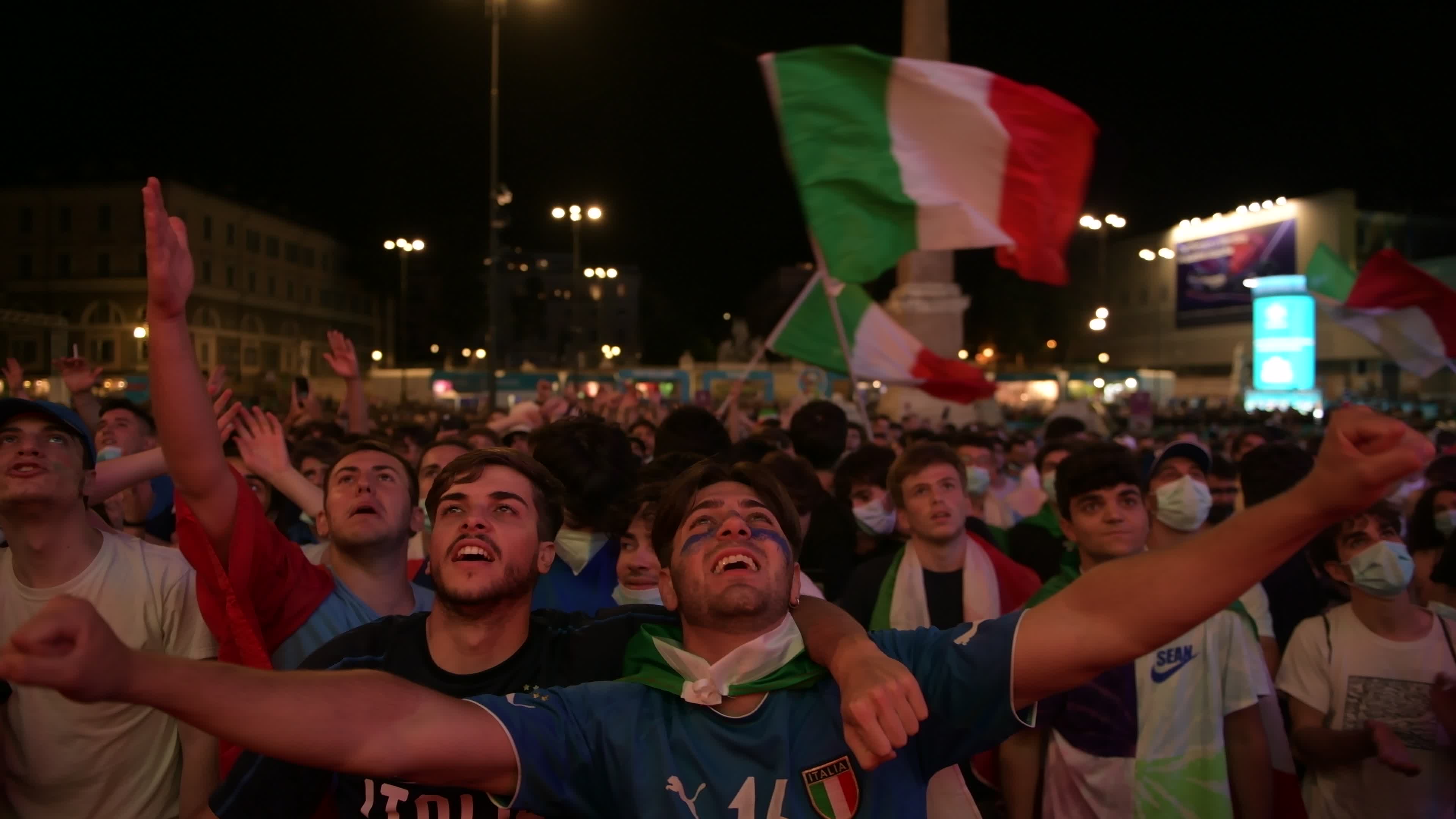 Euro 2020: Uefa Festival Rome and fans in Piazza del Popolo