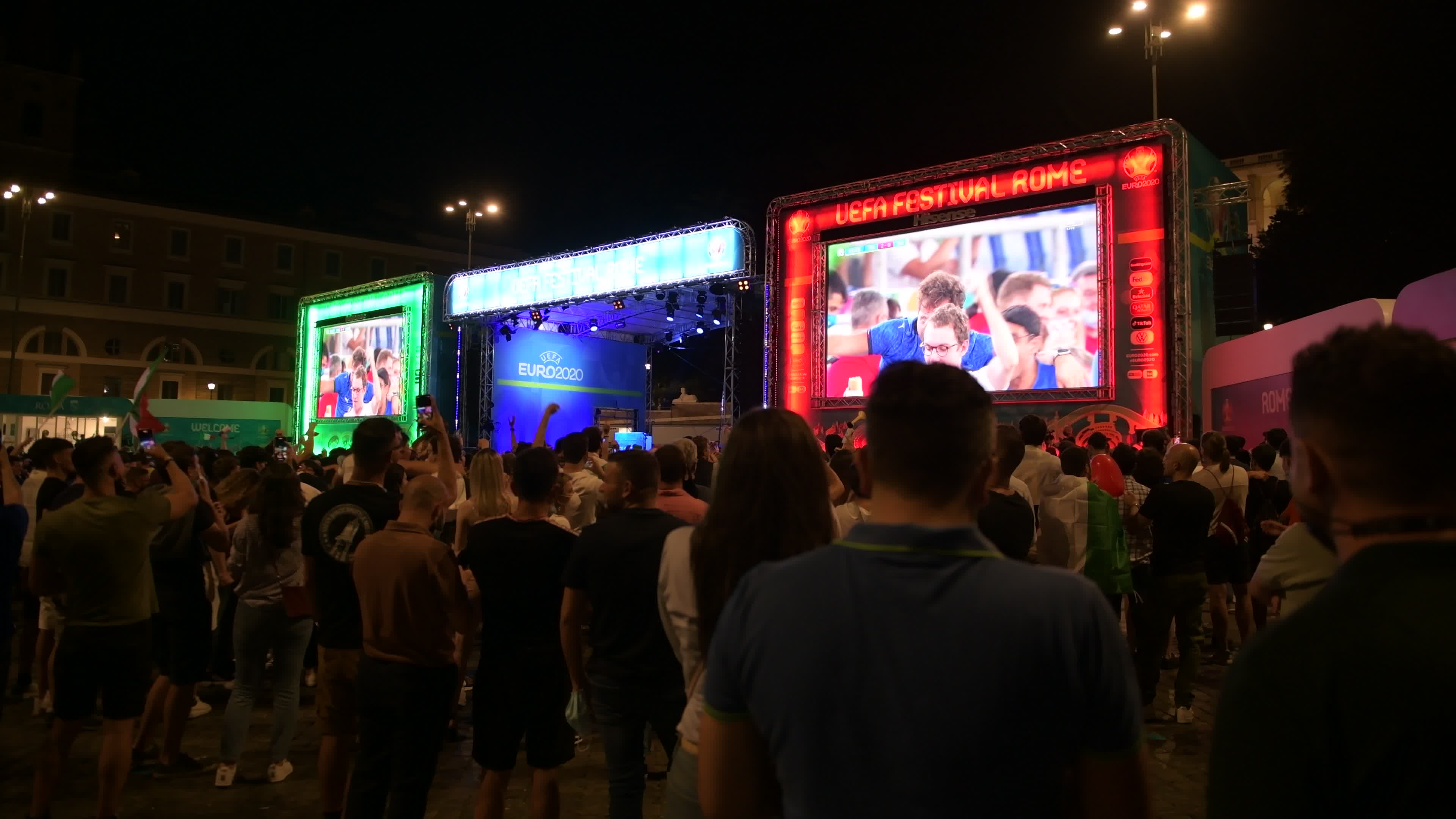 Euro 2020: Uefa Festival Rome and fans in Piazza del Popolo