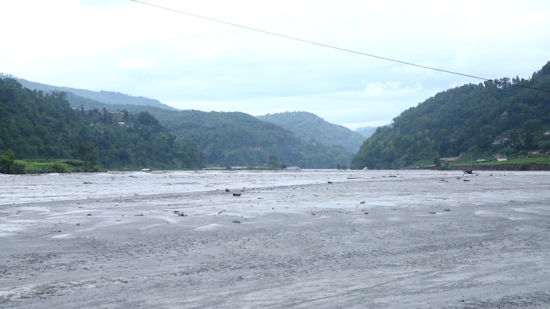 Aftermath from Melamchi river flood in Sindhupalchowk Nepal