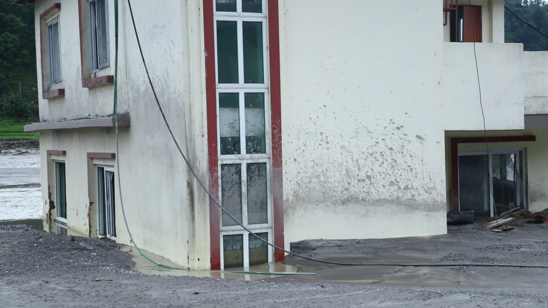 Aftermath from Melamchi river flood in Sindhupalchowk Nepal