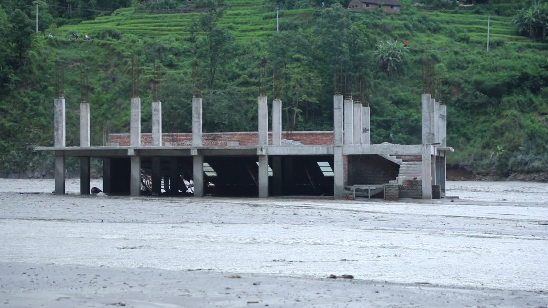 Aftermath from Melamchi river flood in Sindhupalchowk Nepal