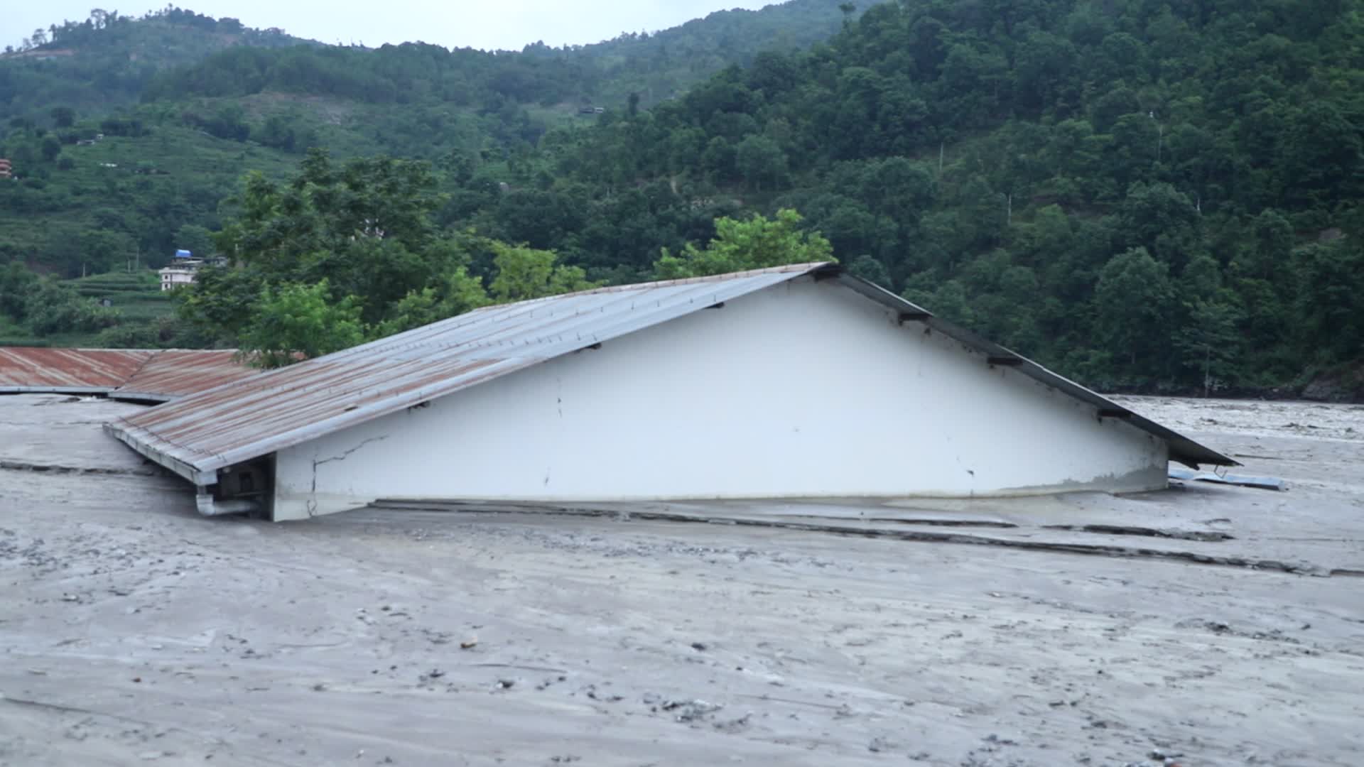 Aftermath from Melamchi river flood in Sindhupalchowk Nepal