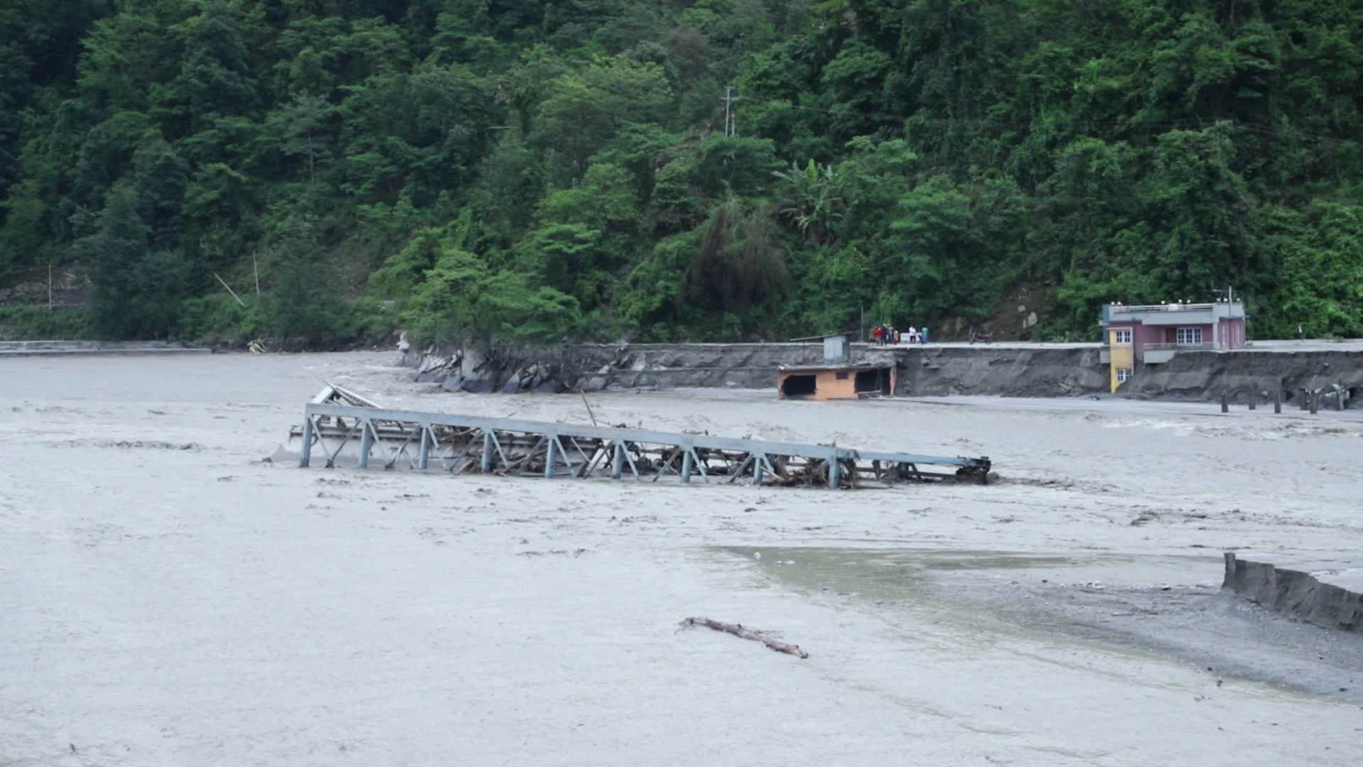 Aftermath from Melamchi river flood in Sindhupalchowk Nepal