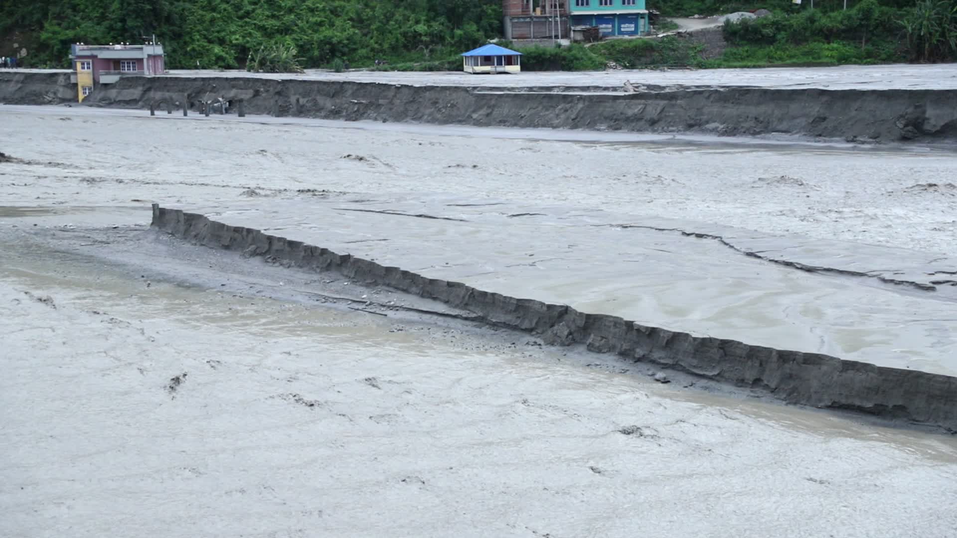 Aftermath from Melamchi river flood in Sindhupalchowk Nepal