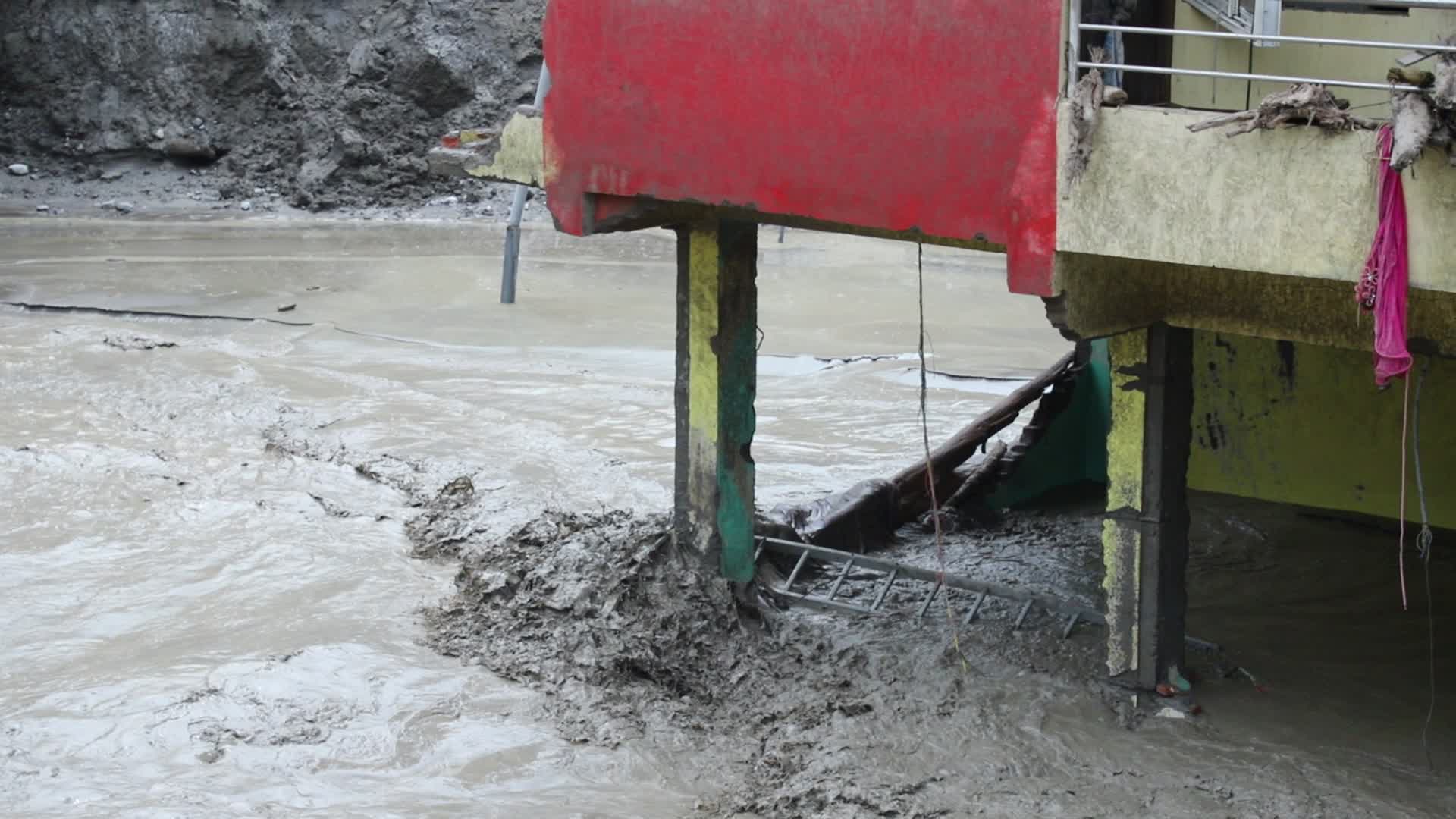 Aftermath from Melamchi river flood in Sindhupalchowk Nepal