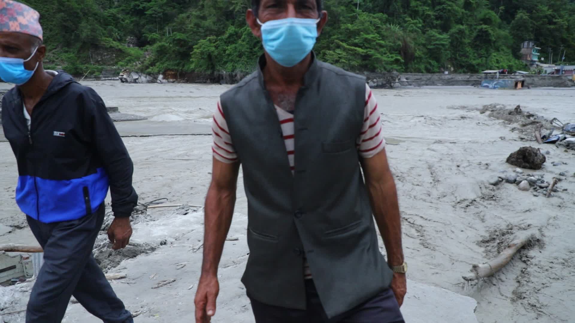 Aftermath from Melamchi river flood in Sindhupalchowk Nepal