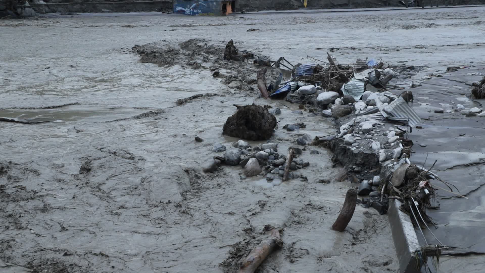 Aftermath from Melamchi river flood in Sindhupalchowk Nepal