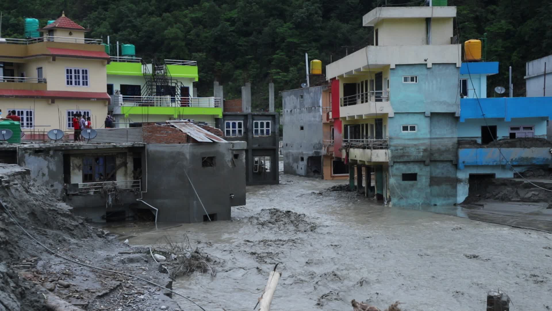 Aftermath from Melamchi river flood in Sindhupalchowk Nepal