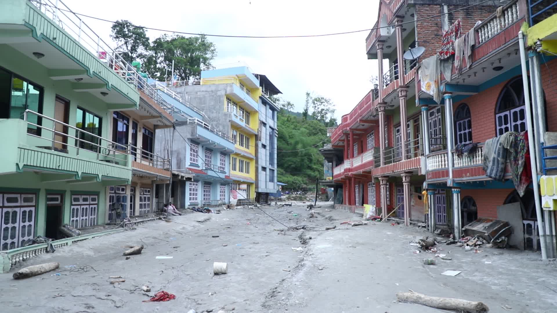 Aftermath from Melamchi river flood in Sindhupalchowk Nepal