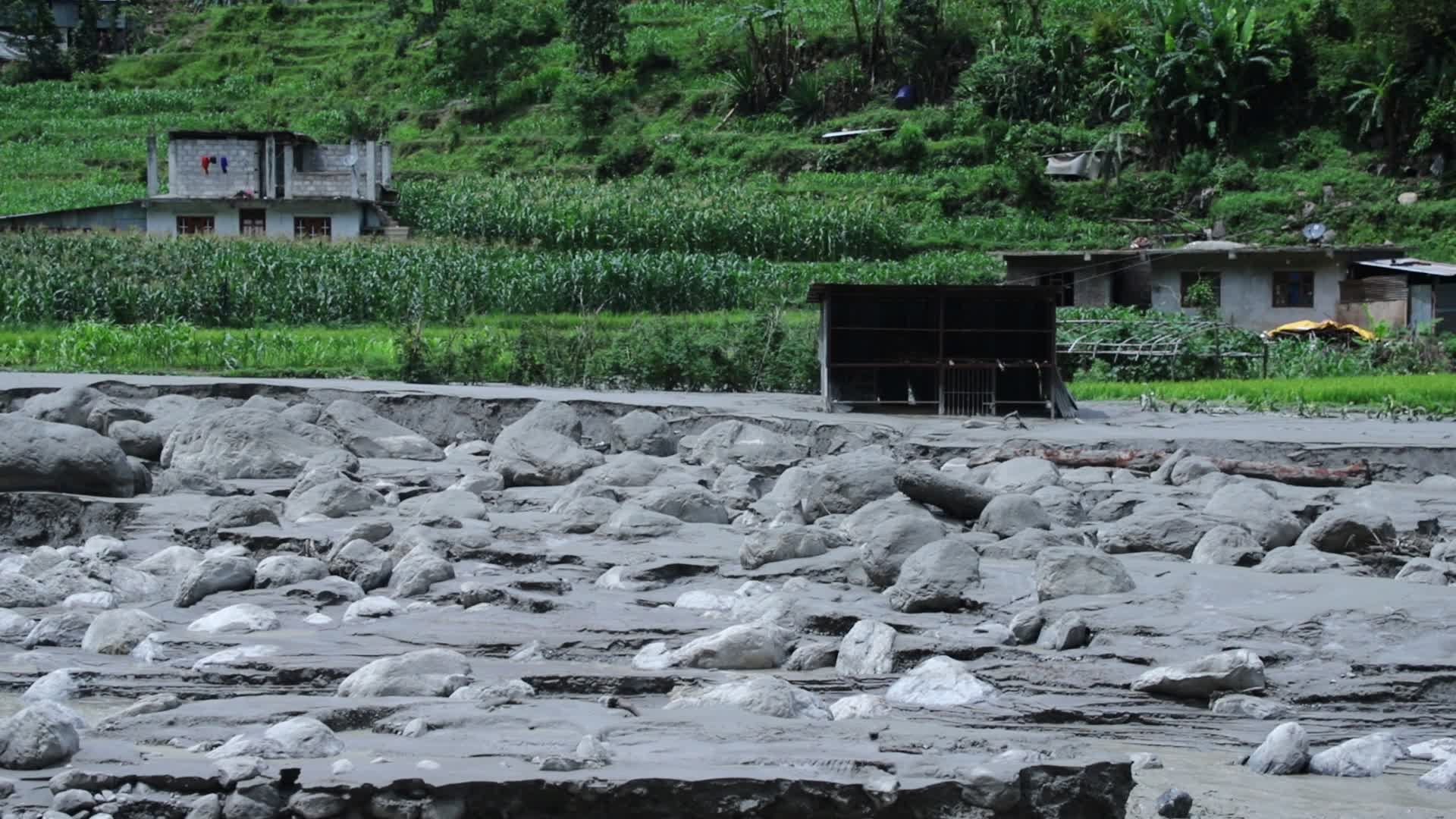 Aftermath from Melamchi river flood in Sindhupalchowk Nepal