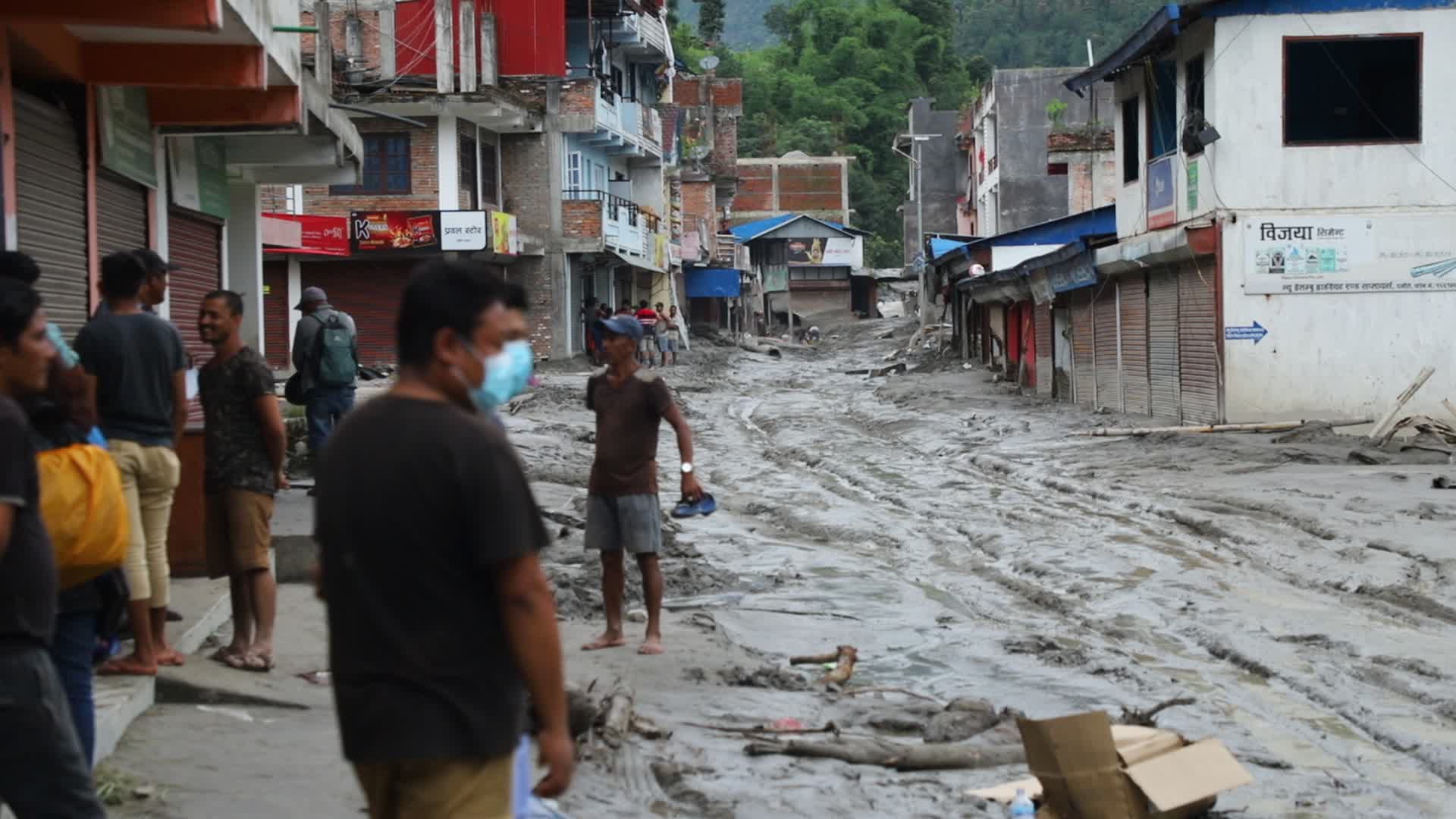 Aftermath from Melamchi river flood in Sindhupalchowk Nepal