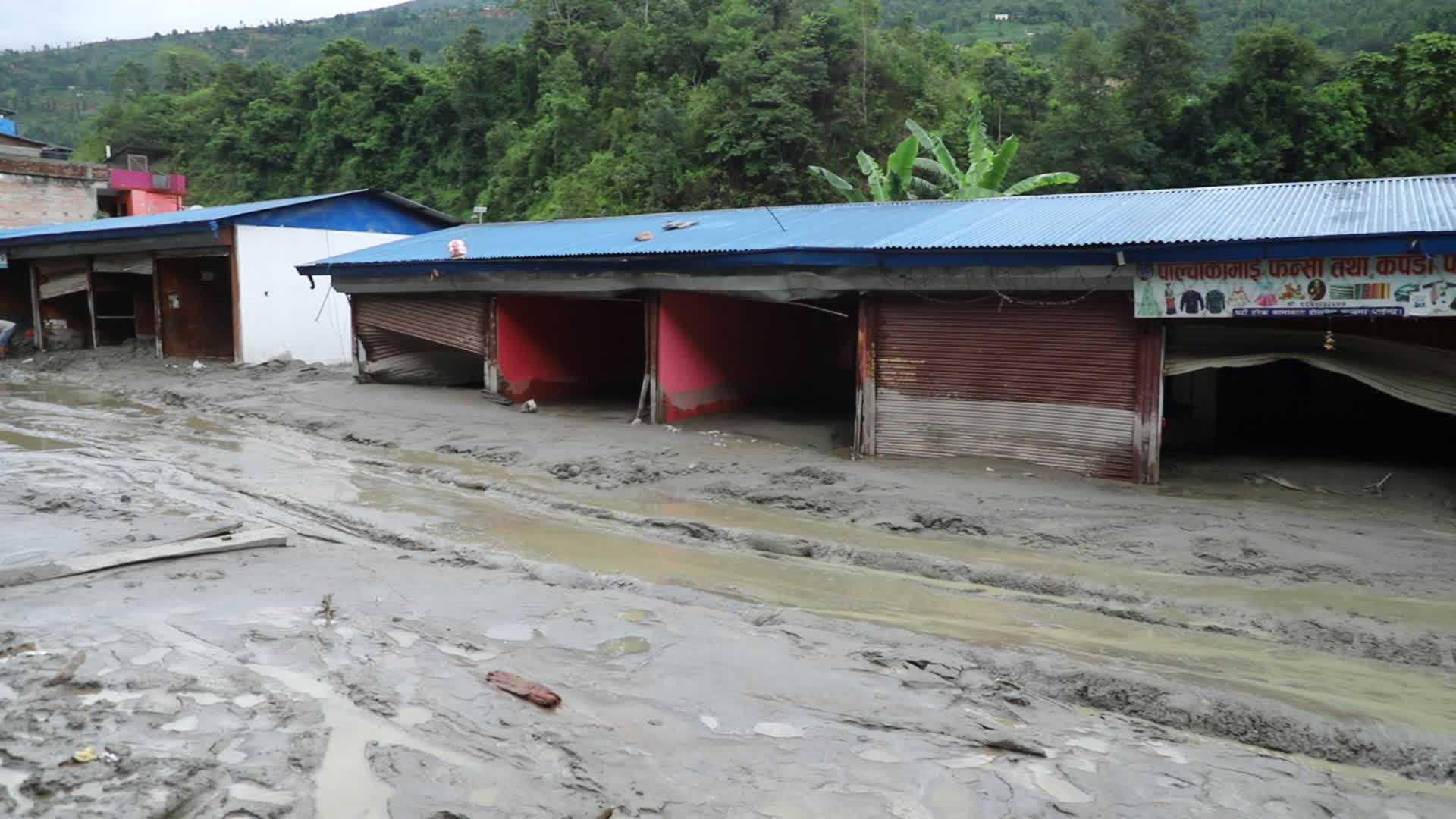 Aftermath from Melamchi river flood in Sindhupalchowk Nepal